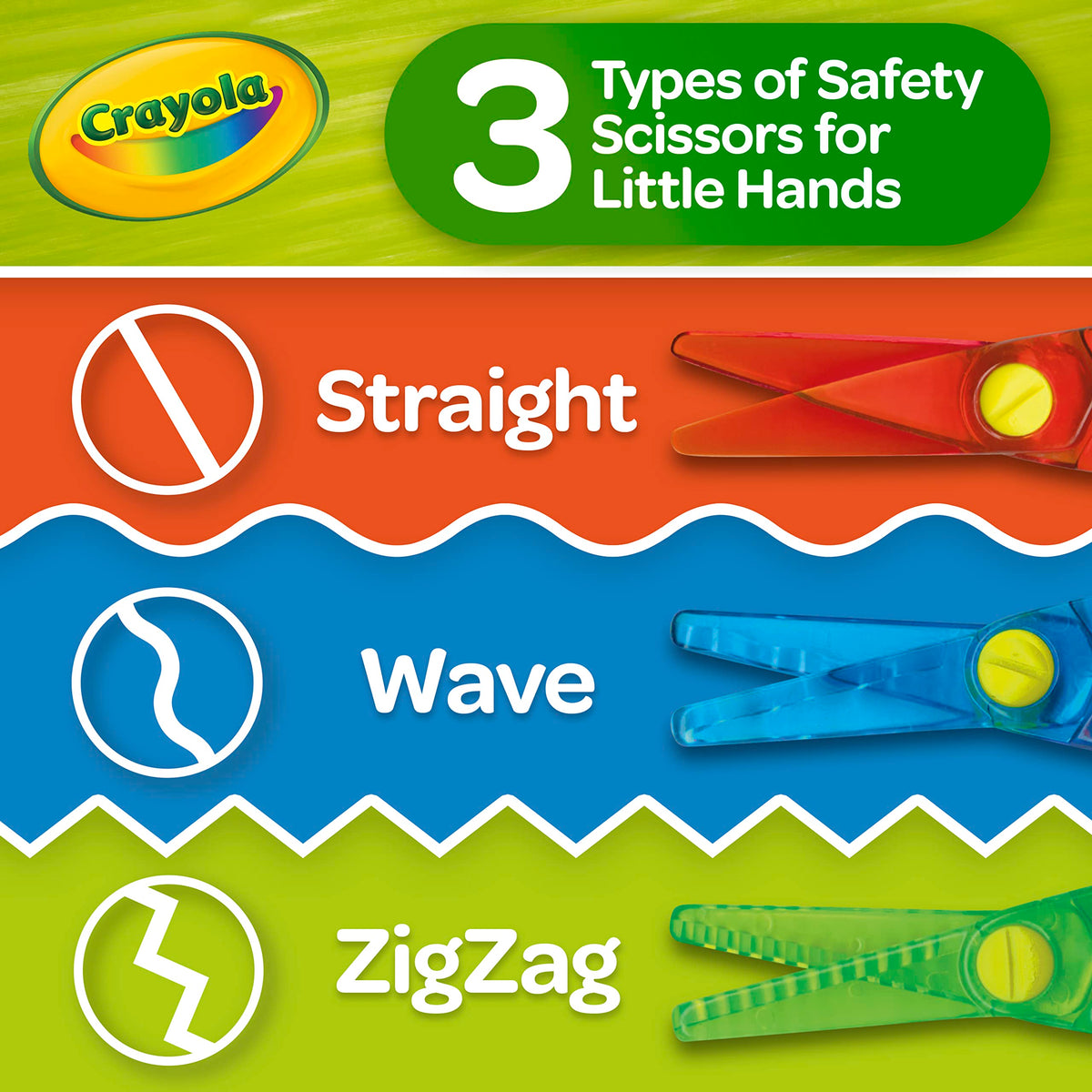 Crayola Toddler Scissor Skills Activity Kit (3ct) – Safe Preschool Scissors & Craft Supplies