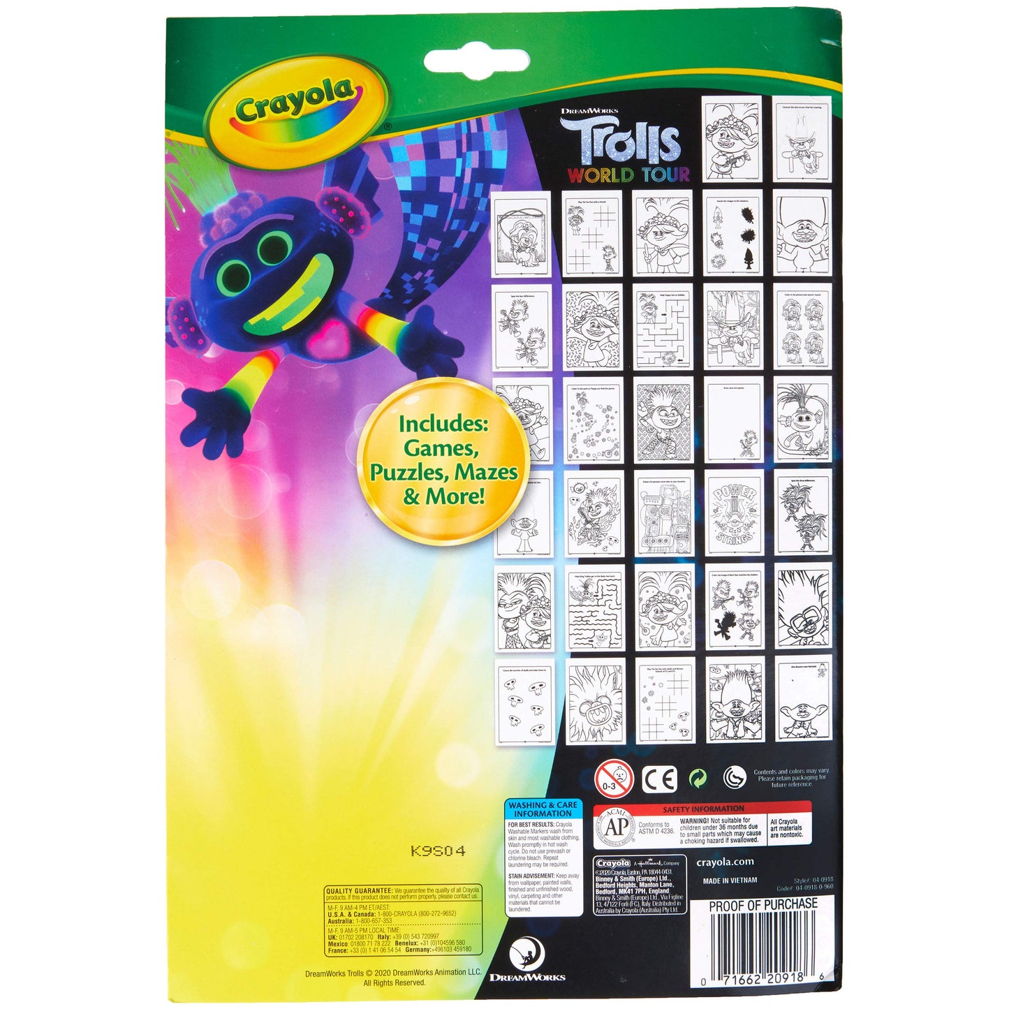 Crayola Trolls World Tour Color & Activity Pad – 32 Pages, 7 Mini Washable Markers