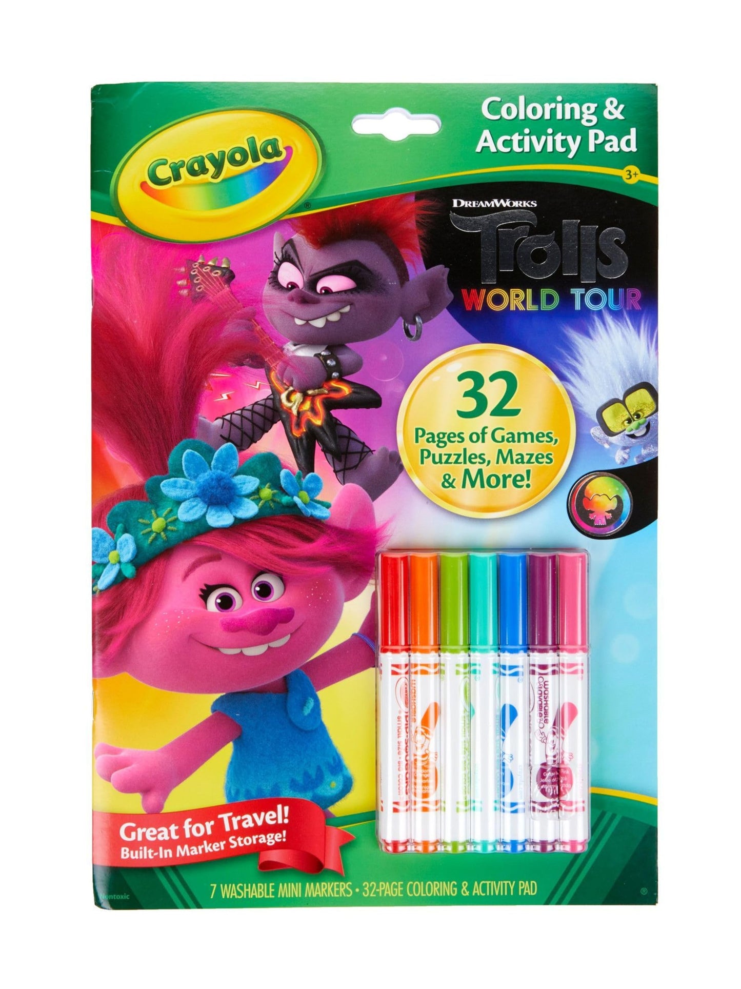 Crayola Trolls World Tour Color & Activity Pad – 32 Pages, 7 Mini Washable Markers