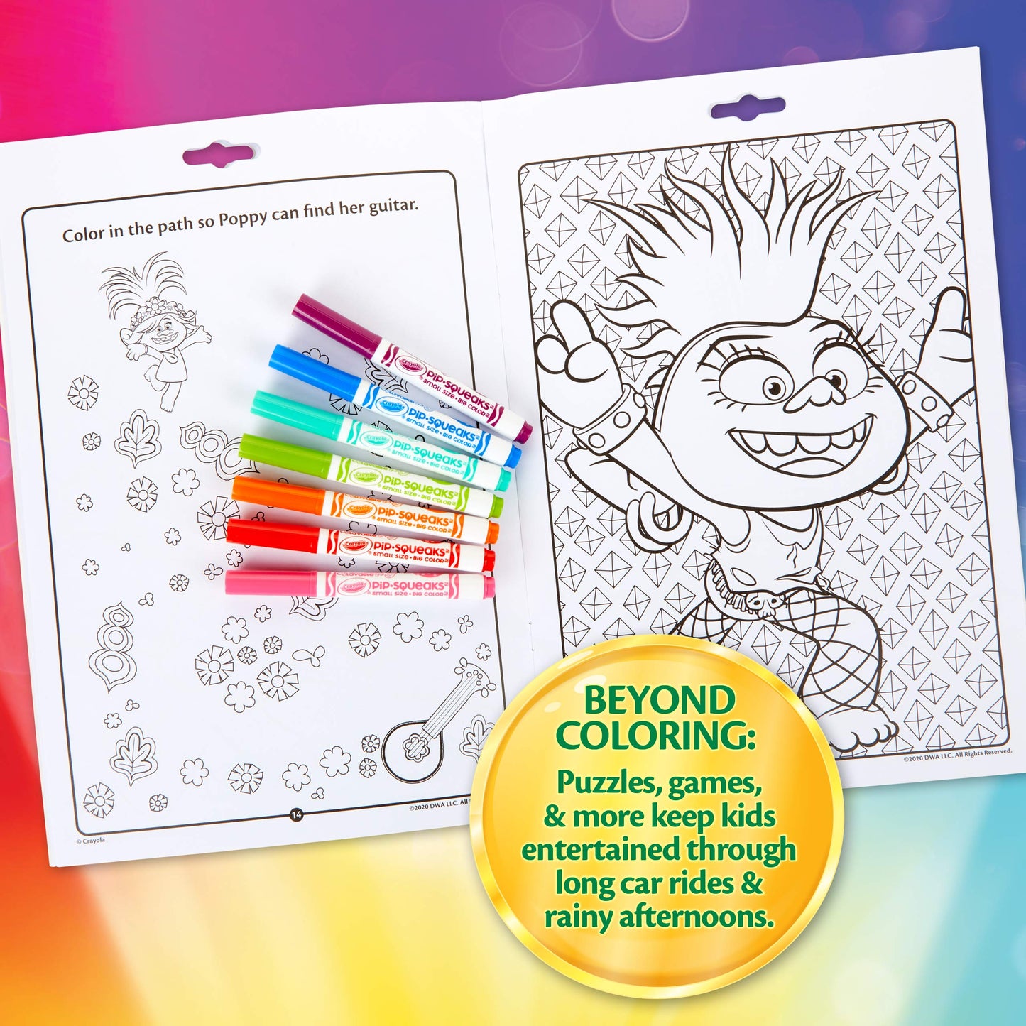 Crayola Trolls World Tour Color & Activity Pad – 32 Pages, 7 Mini Washable Markers