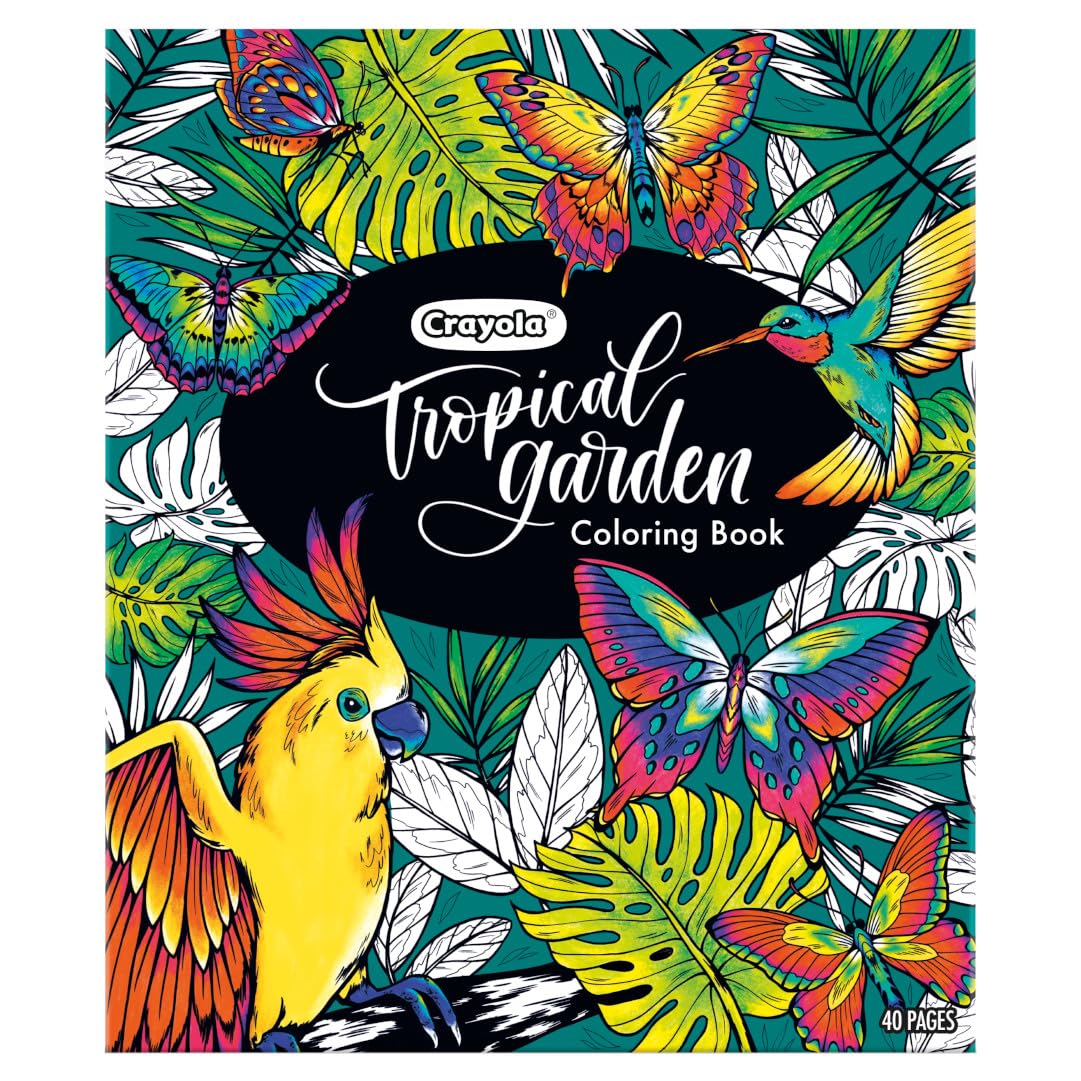 Crayola Tropical Garden Adult Coloring Book (40 Pages) – Relaxing Coloring for Teens & Adults