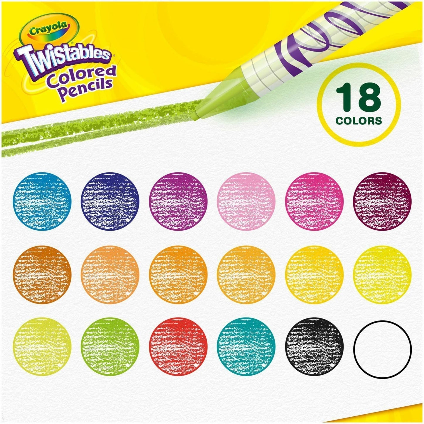 Crayola Twistables Colored Pencils – 18 Colors, No Sharpening, Twist to Create