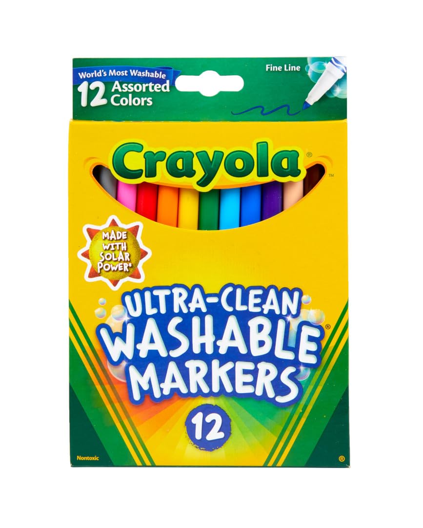Crayola Ultra Clean Fine Line Markers (12ct) – Washable for Kids