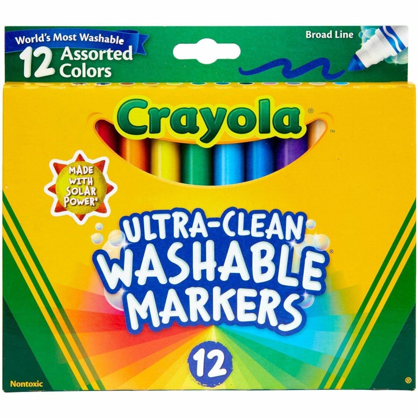 Crayola Ultra Clean Markers 12ct – Washable Broad Line Marker Set for Coloring