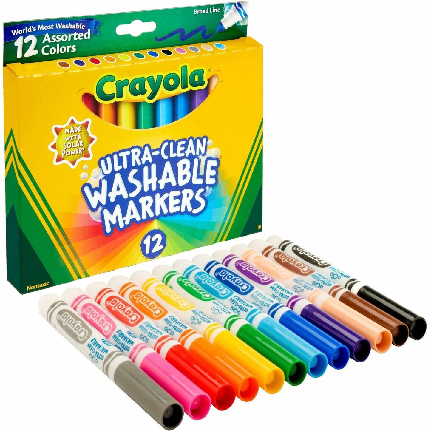 Crayola Ultra Clean Markers 12ct – Washable Broad Line Marker Set for Coloring