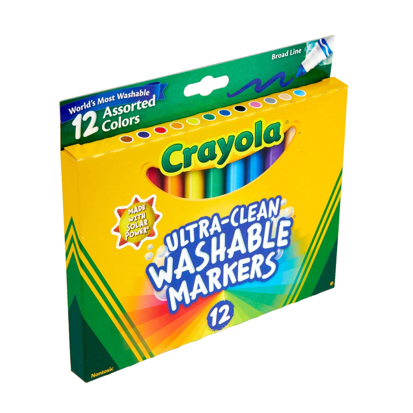 Crayola Ultra Clean Markers 12ct – Washable Broad Line Marker Set for Coloring