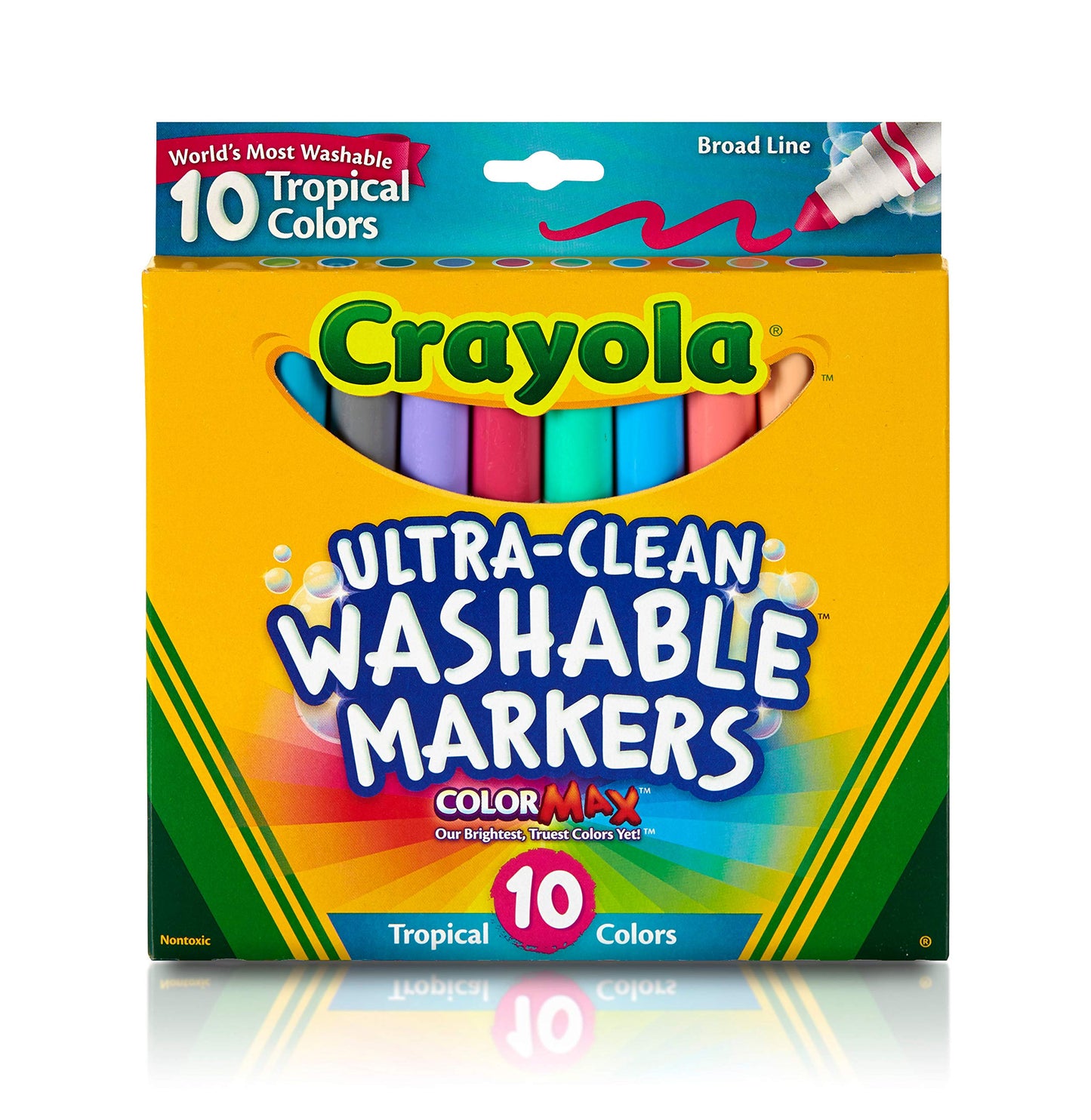 Crayola Ultra Clean Washable Markers, Tropical – 10 Count