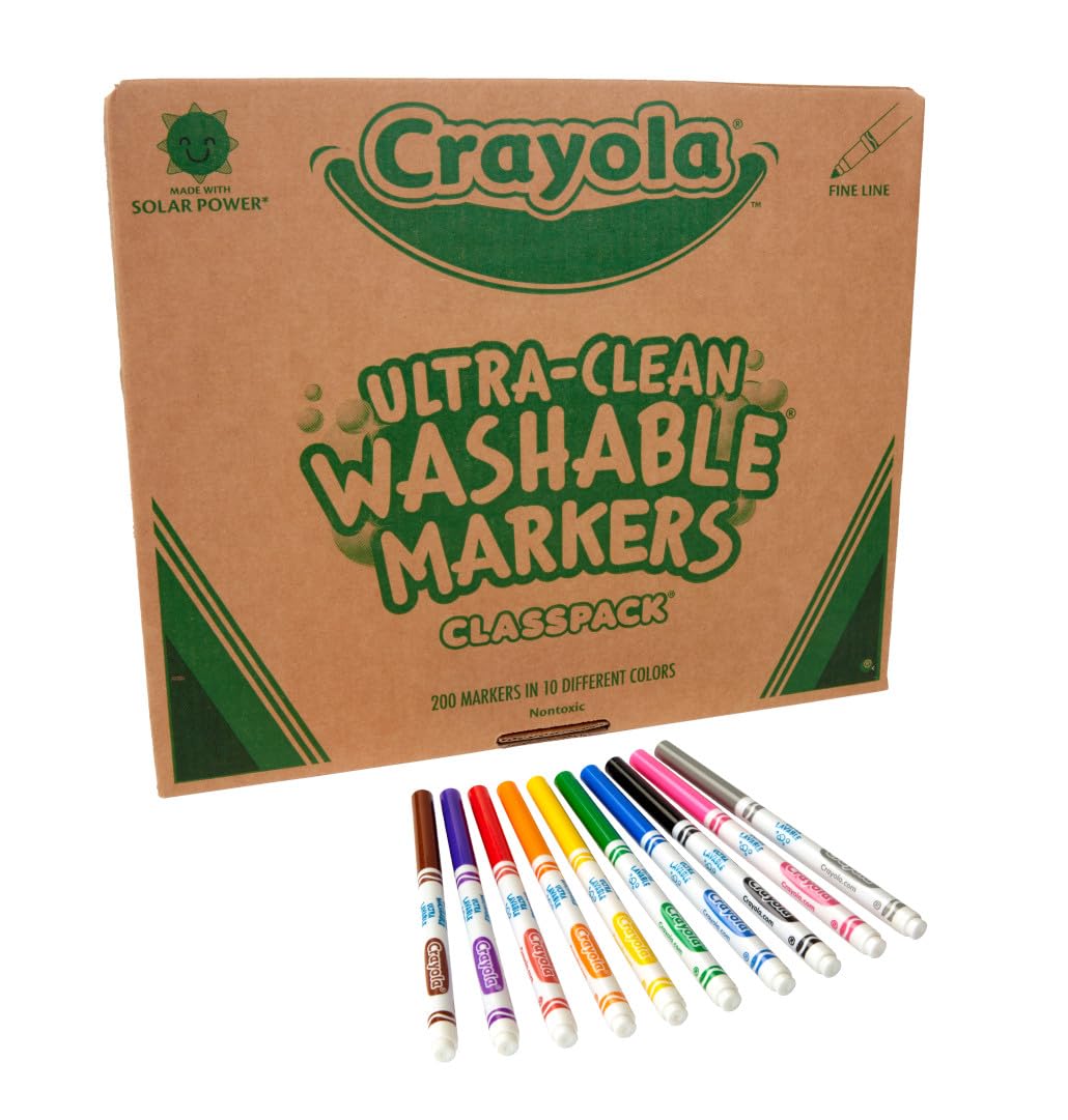 Crayola Ultra Clean Washable Markers Classpack 200ct – 10 Colors