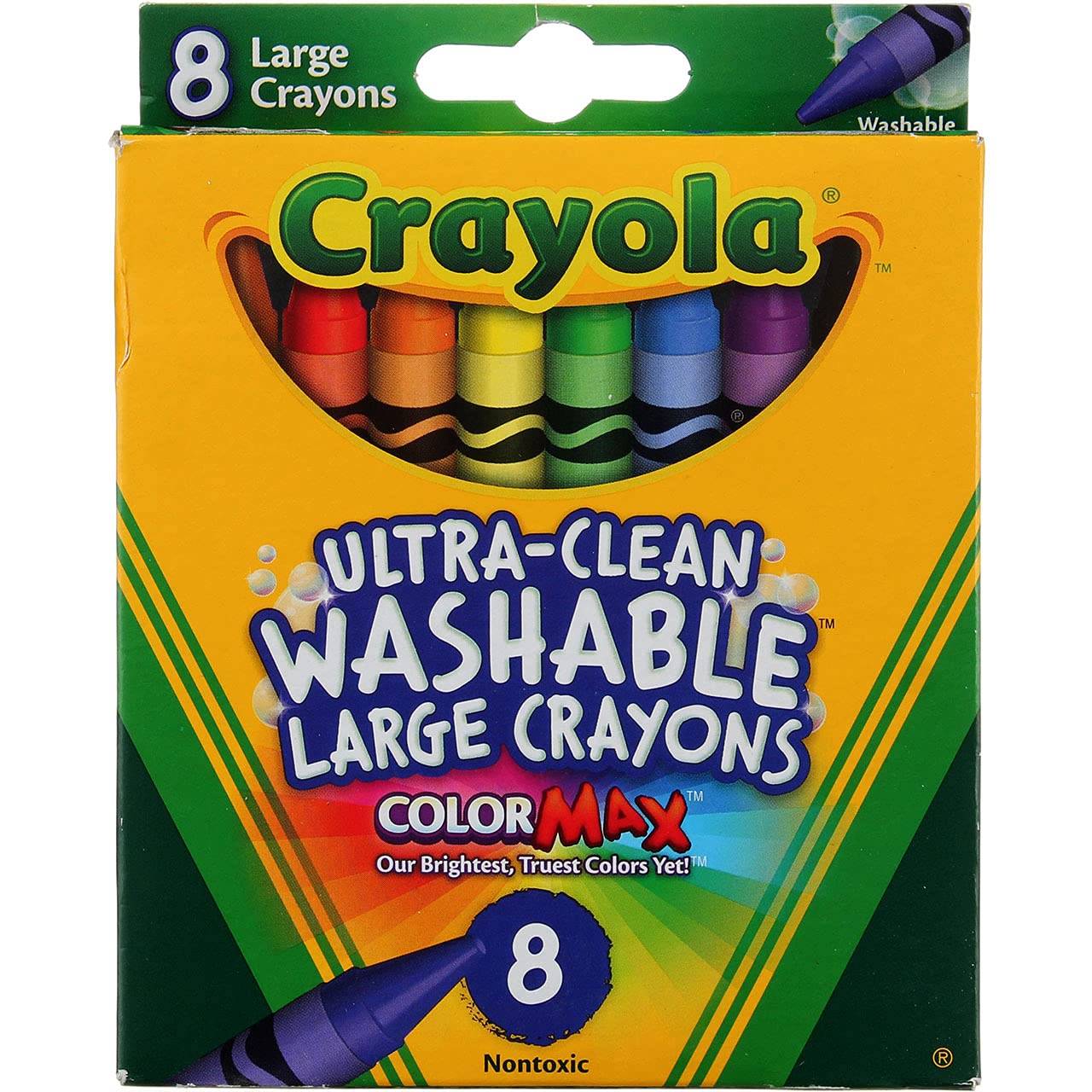 Crayola Washable Crayons – Large 8-Color Boxes, 12-Pack Set