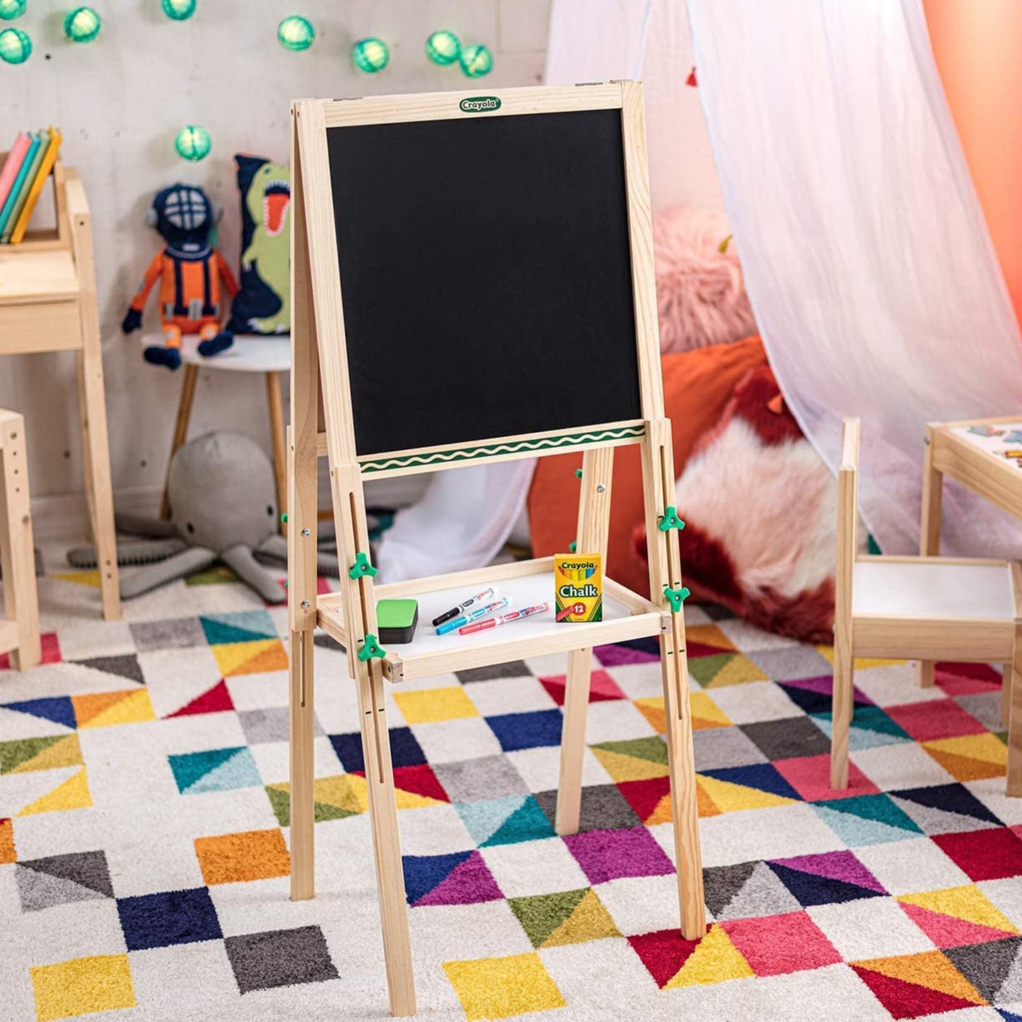 Crayola Kids Mini Wooden Art Easel & Supplies – Adjustable Toddler Art Set