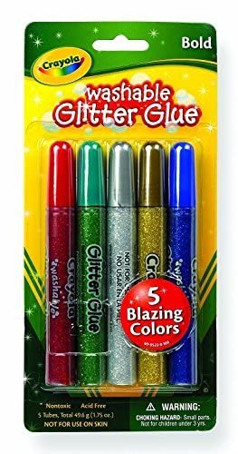 Crayola Washable Glitter Glue – Bold Blazes (5 Count, 1.75 oz)