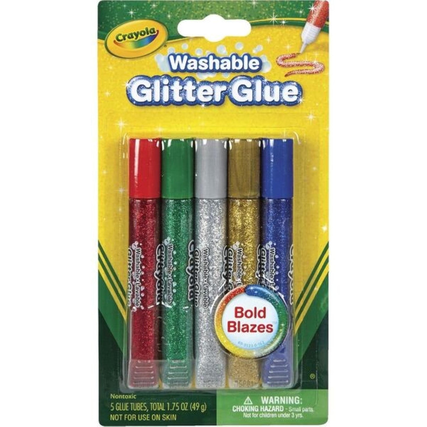 Crayola Washable Glitter Glue – Bold Blazes (5 Count, 1.75 oz)