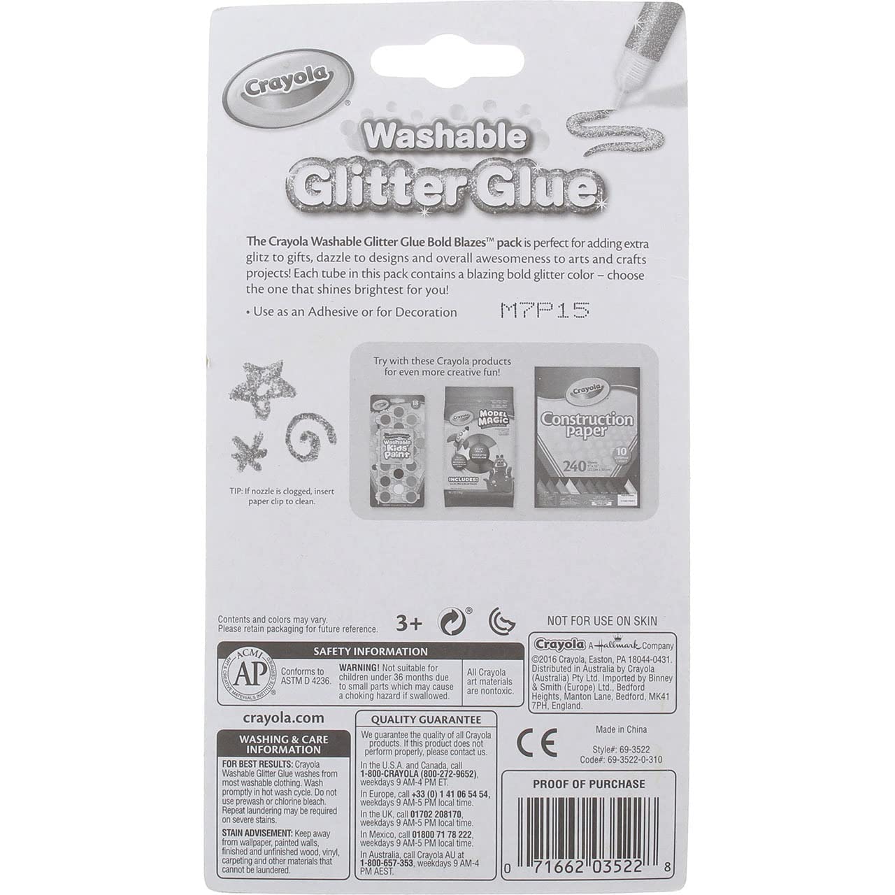 Crayola Washable Glitter Glue – Bold Blazes (5 Count, 1.75 oz)