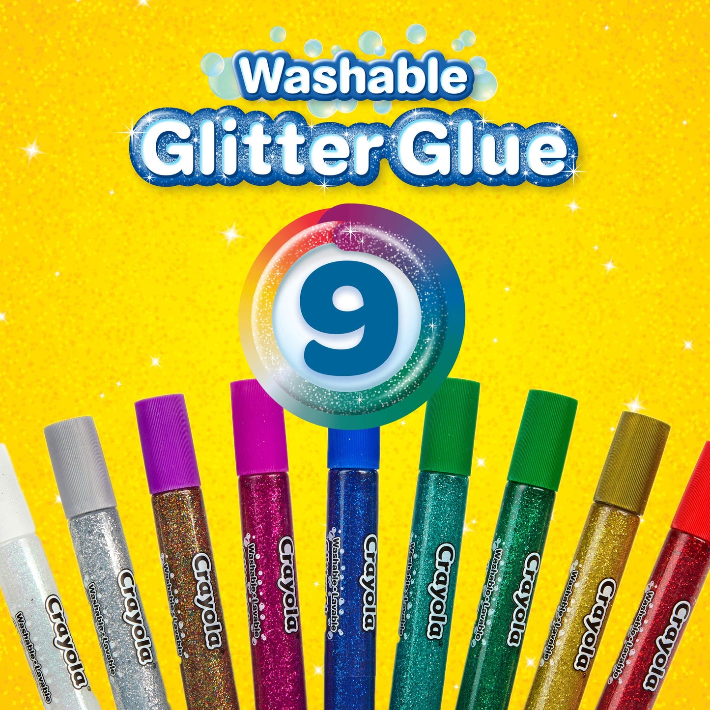Crayola Washable Glitter Glue Pens – 9 Count (Colors May Vary)