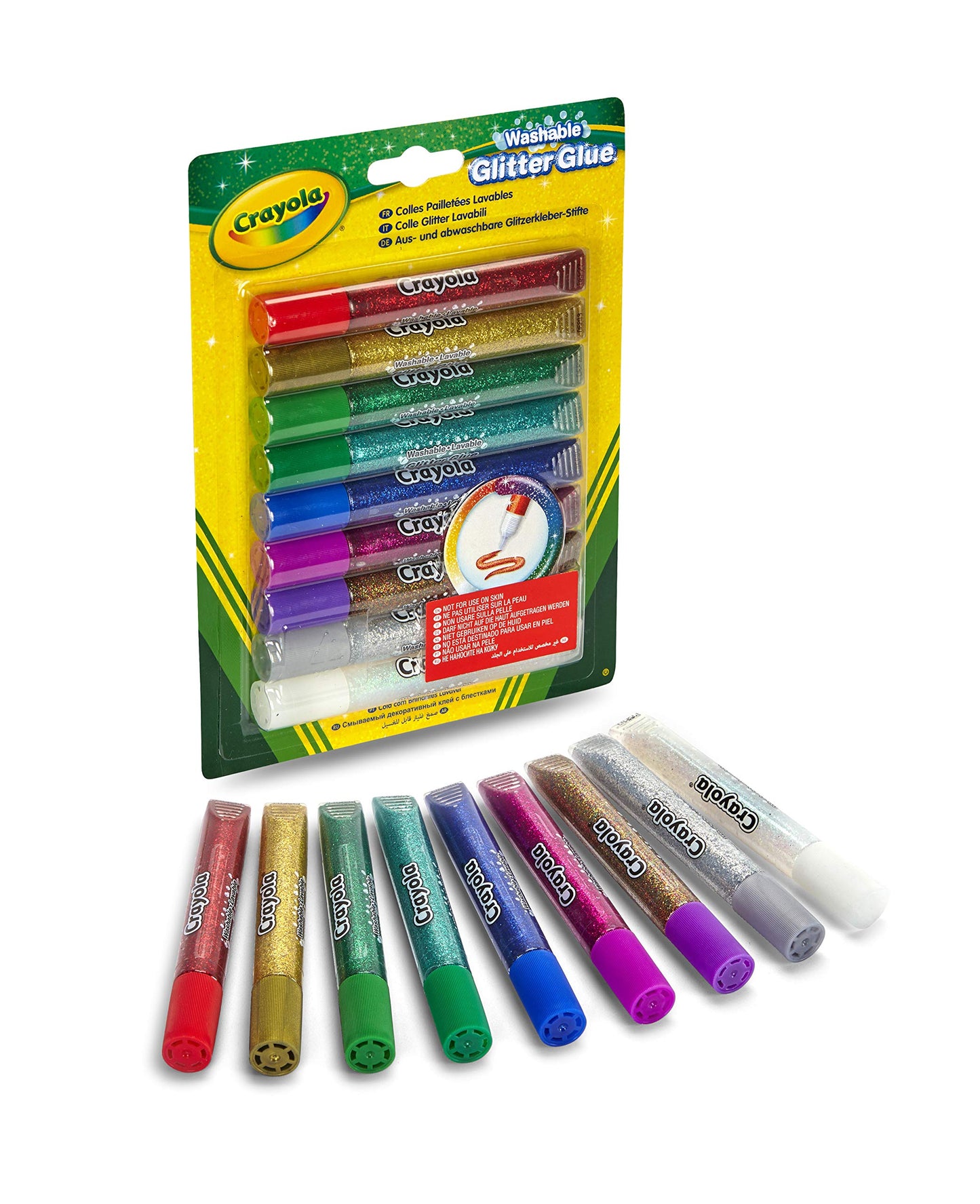 Crayola Washable Glitter Glue Pens – 9 Count (Colors May Vary)