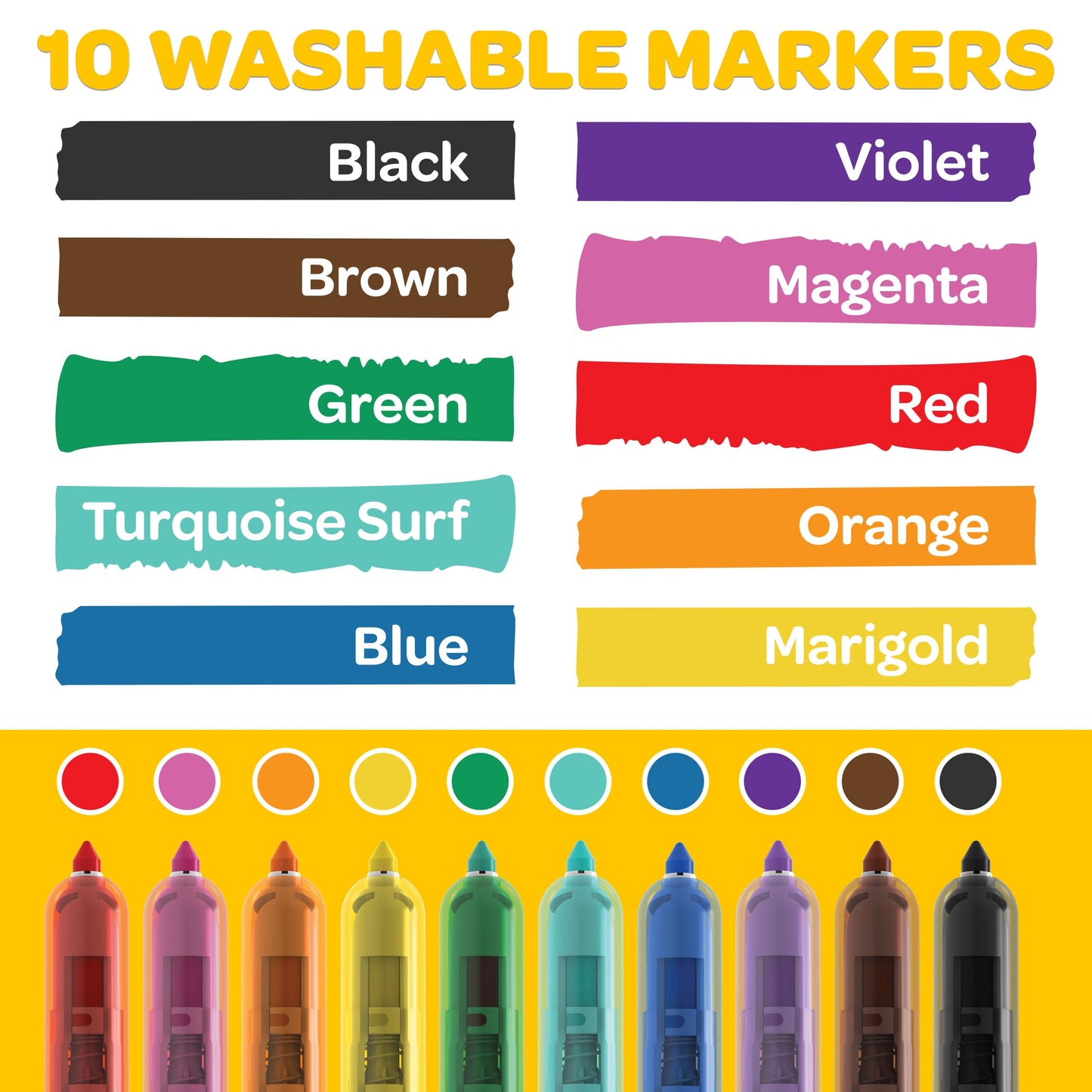 Crayola Clicks 10ct Retractable Washable Markers – Kid-Friendly Gift for Arts & Crafts