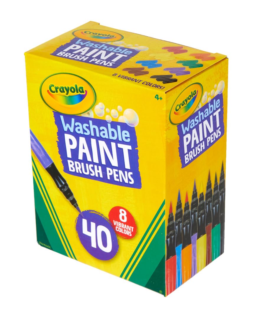 Crayola No-Drip Paint Brush Pens – 40-Count Assorted Colors Set