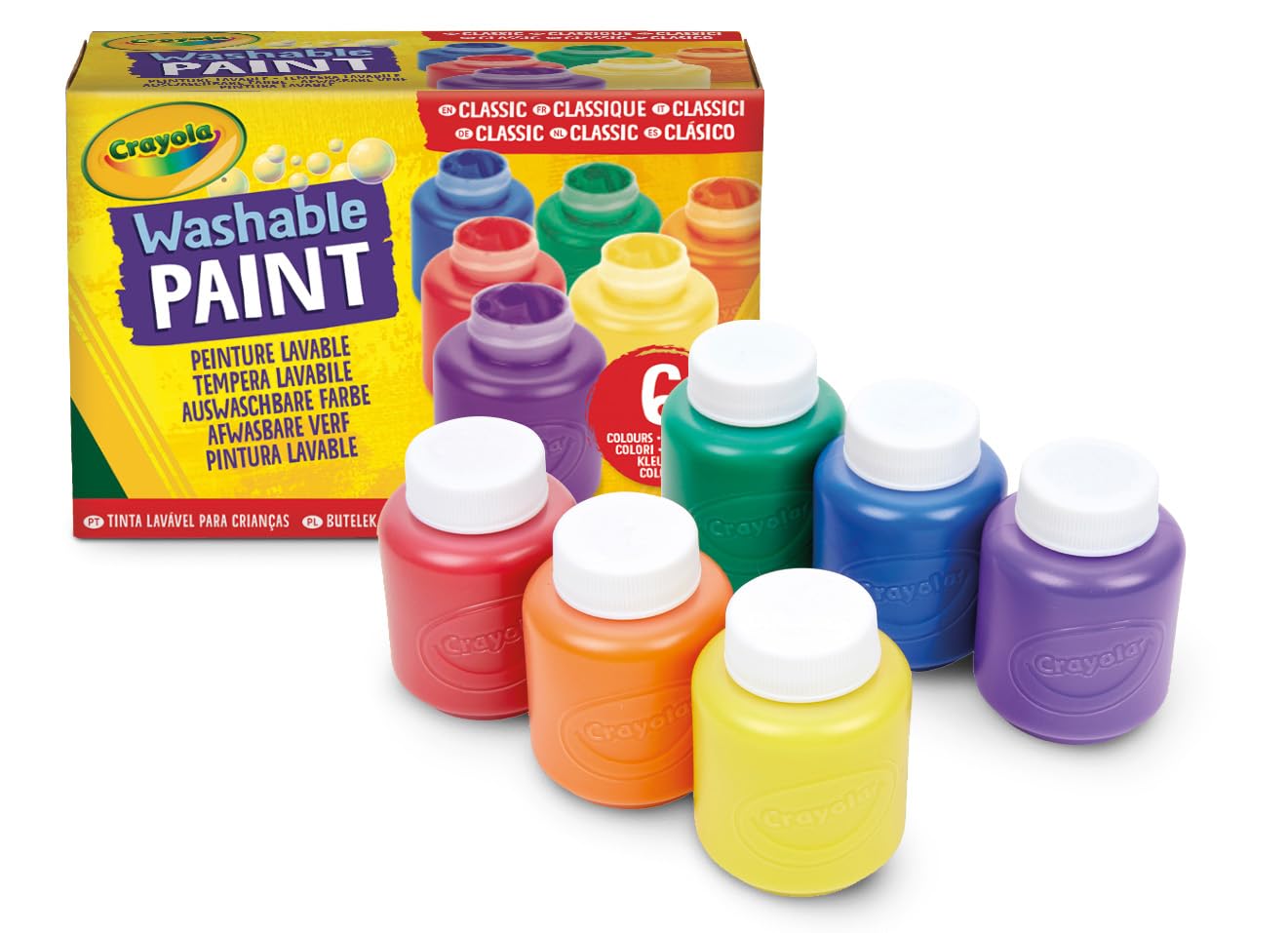 Crayola Washable Kids Paint, 6 Count – Safe, Washable Art Supplies for Home & Classroom