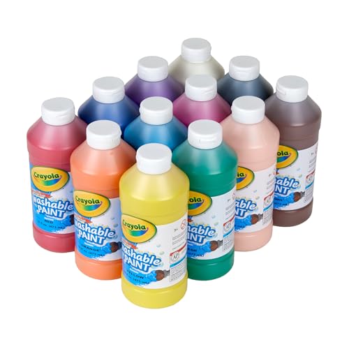 Crayola Washable Paint (12ct) – 16 oz Classroom Color Set for Kids