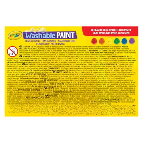 Crayola Washable Kids Paint, 6 Count – Safe, Washable Art Supplies for Home & Classroom