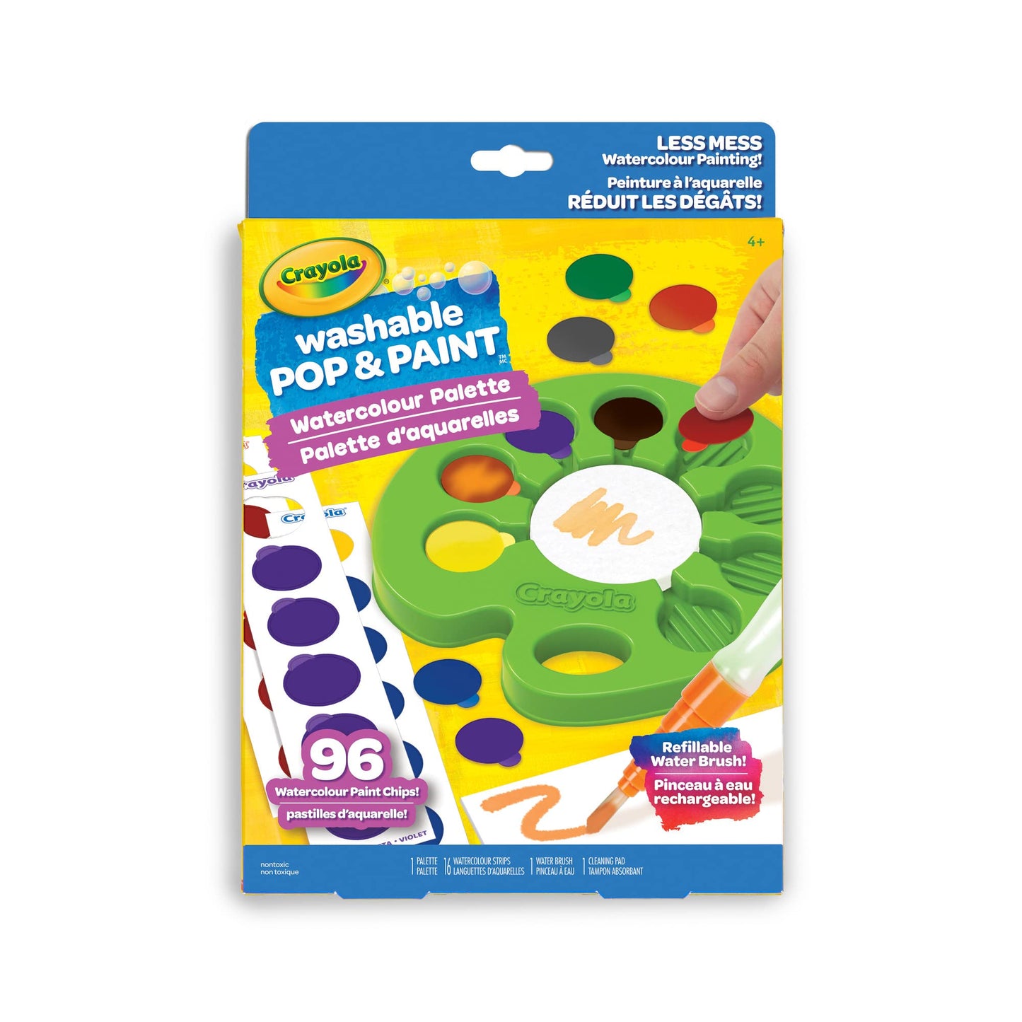 Crayola Washable Pop & Paint Watercolour Palette – Mess-Free 96-Chip Set