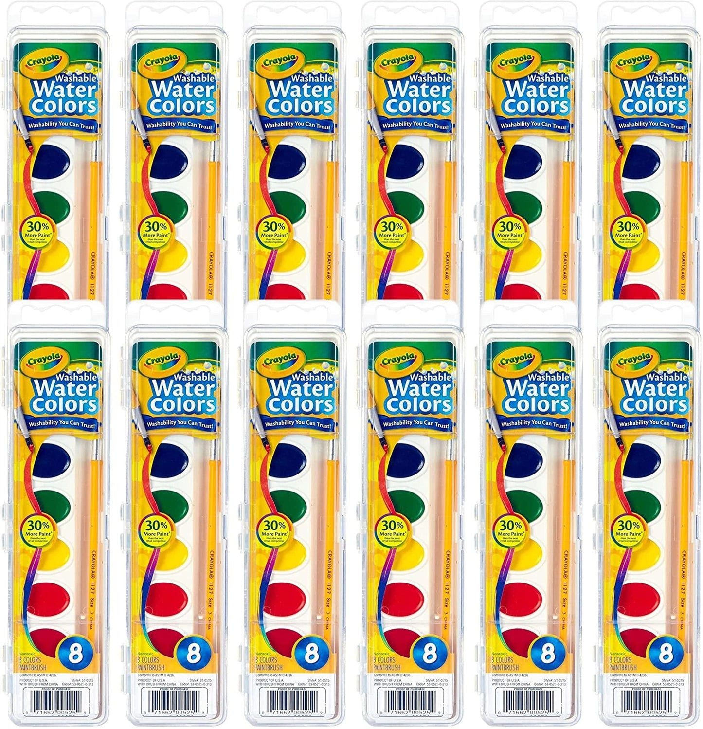 Crayola Washable Watercolor Paint Sets (12ct) – Bulk Classroom Art Supplies