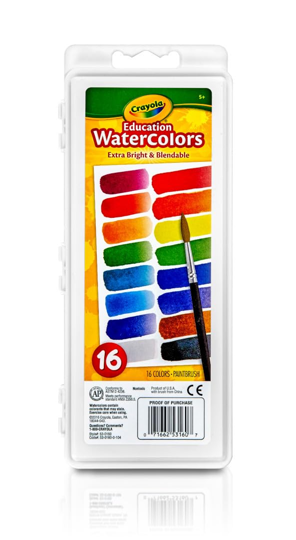 Crayola Watercolor Paint Set (16 Colors) – Washable, Kid-Friendly Art Supplies