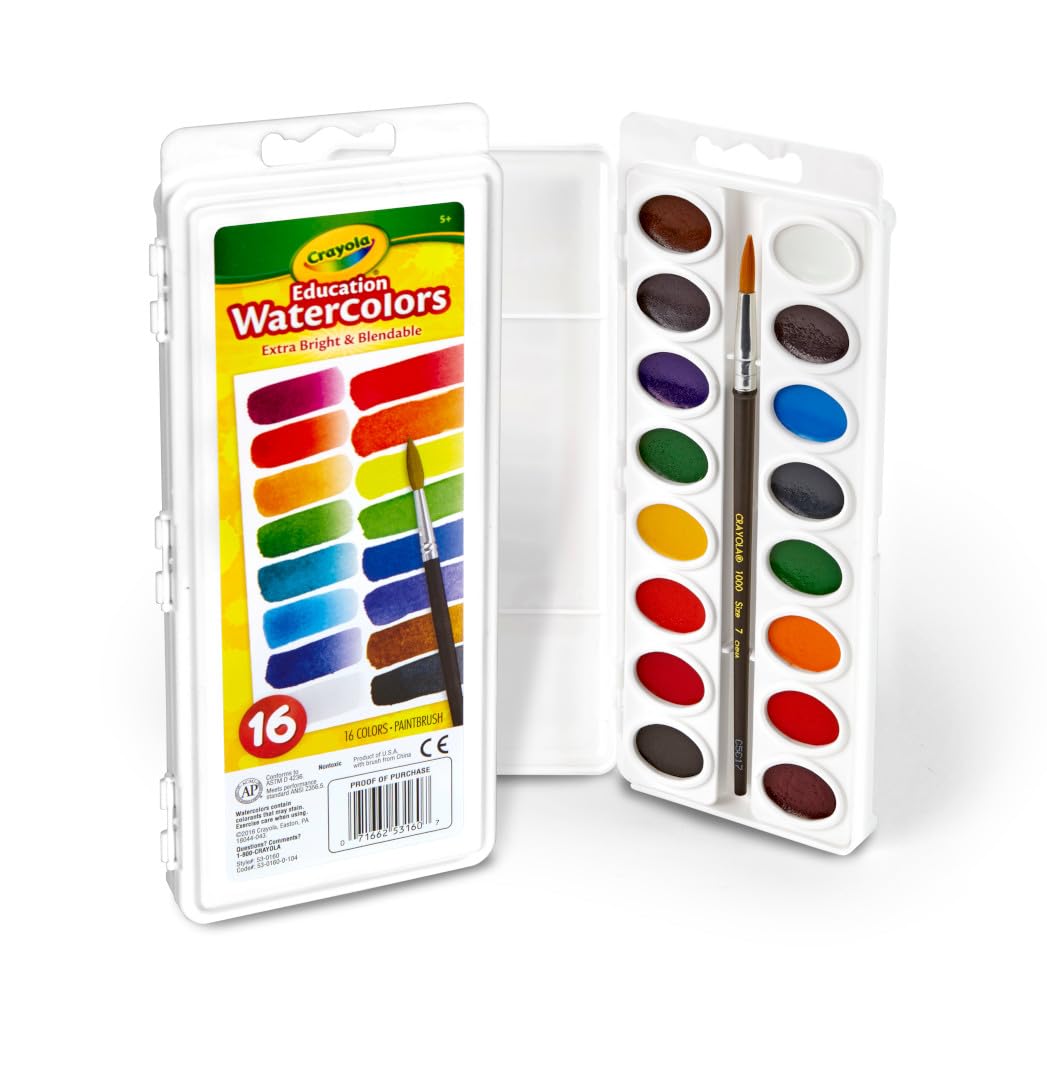 Crayola Watercolor Paint Set (16 Colors) – Washable, Kid-Friendly Art Supplies