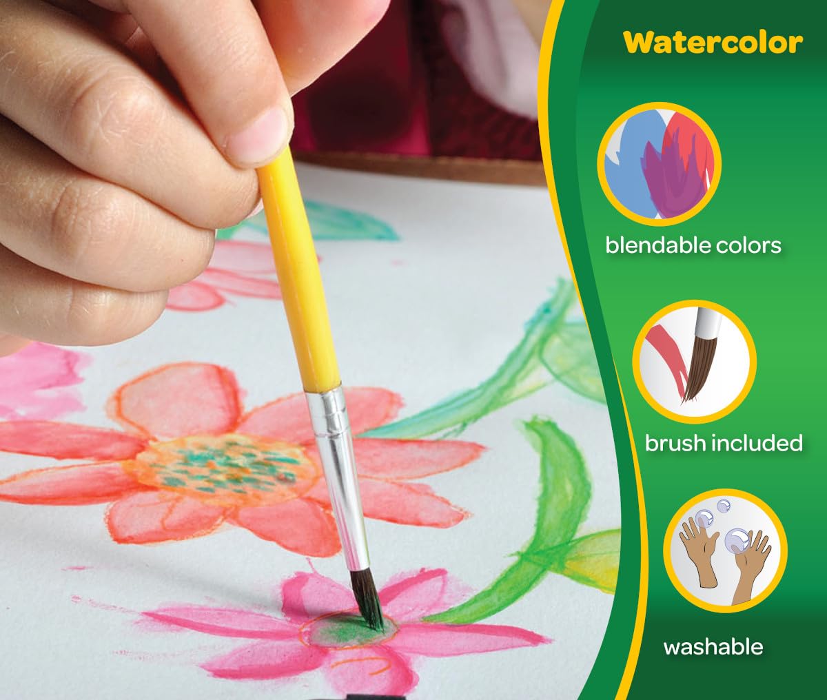 Crayola Watercolor Paint Set (16 Colors) – Washable, Kid-Friendly Art Supplies