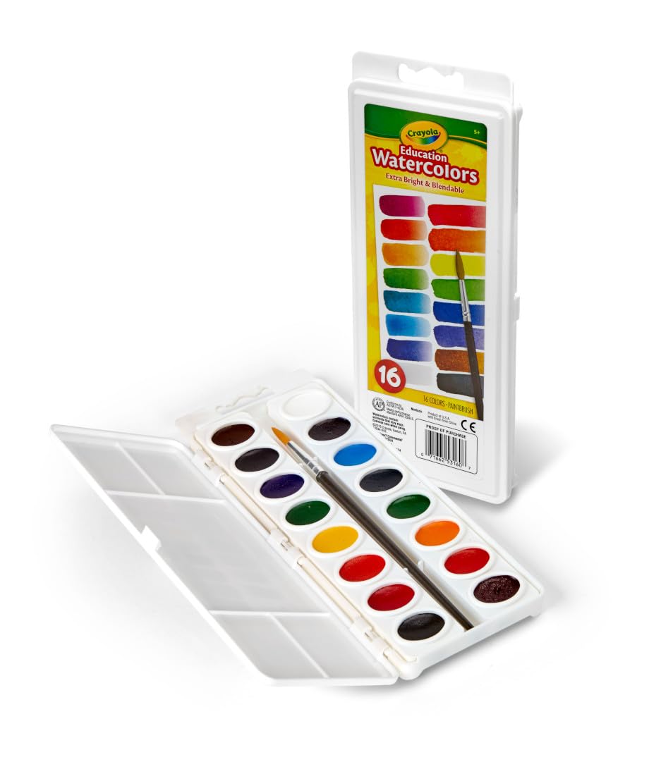 Crayola Watercolor Paint Set (16 Colors) – Washable, Kid-Friendly Art Supplies