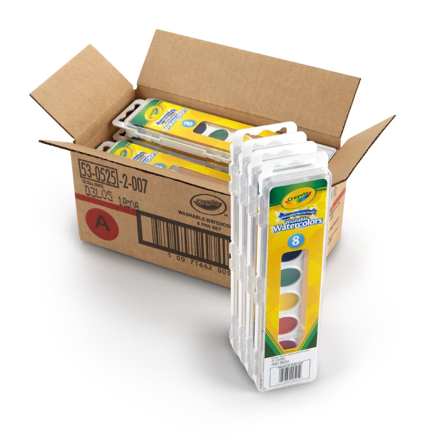 Crayola 8-Pan Washable Watercolors – 12 Pack for Kids' Indoor Art & Crafts