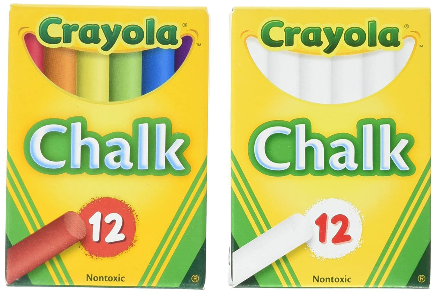 Crayola Non-Toxic White Chalk & Colored Chalk Bundle – 12-Pack Each