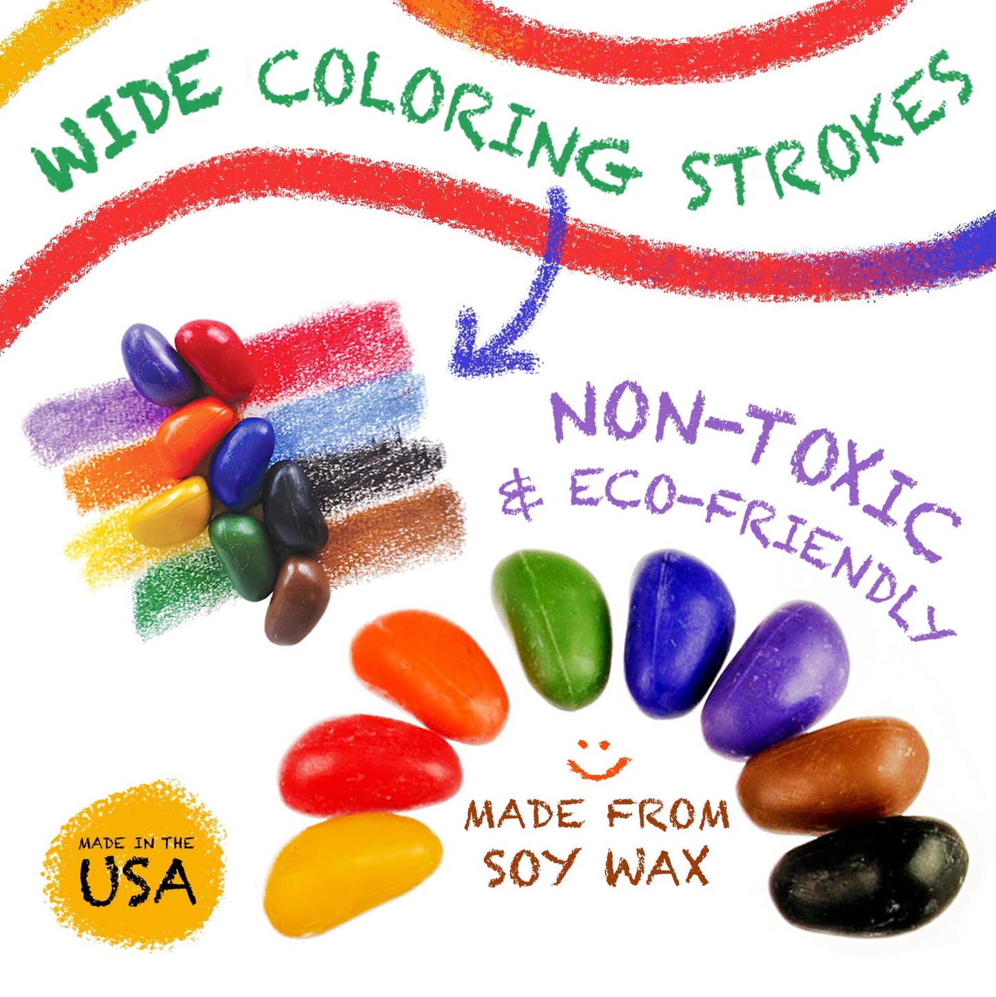 Crayon Rocks Just Rocks in a Box ter 64 Count, 8 Colors, Tripod-Grip Crayons for Handwriting Development
