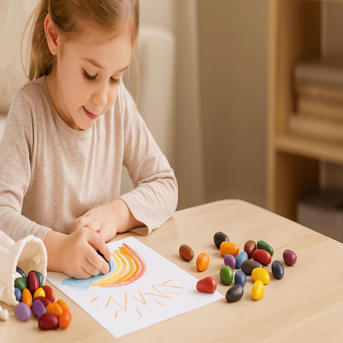 Crayon Rocks: 16-Color Tripod-Grip Crayons for Handwriting Development (Red Velvet Bag)