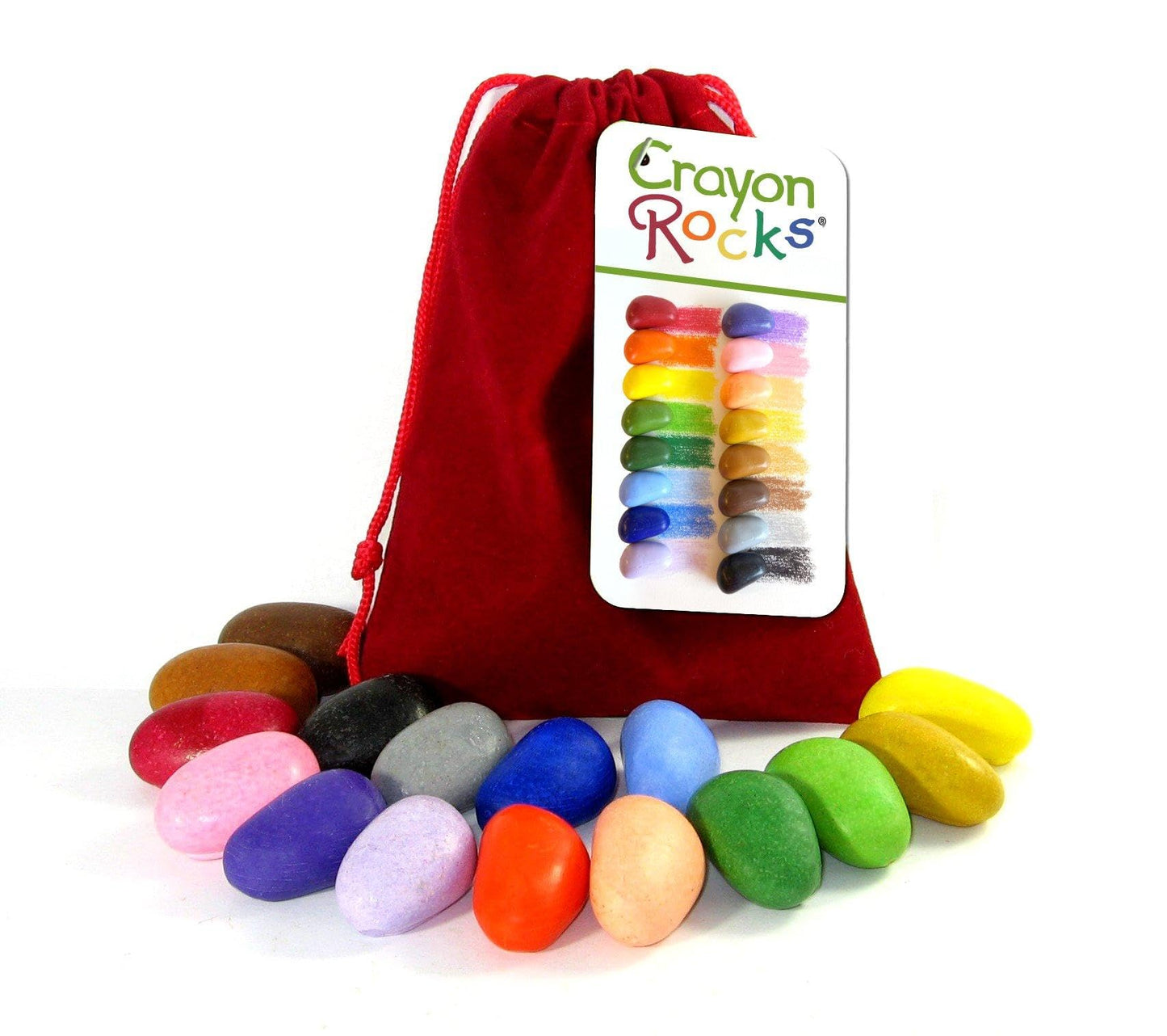 Crayon Rocks: 16-Color Tripod-Grip Crayons for Handwriting Development (Red Velvet Bag)