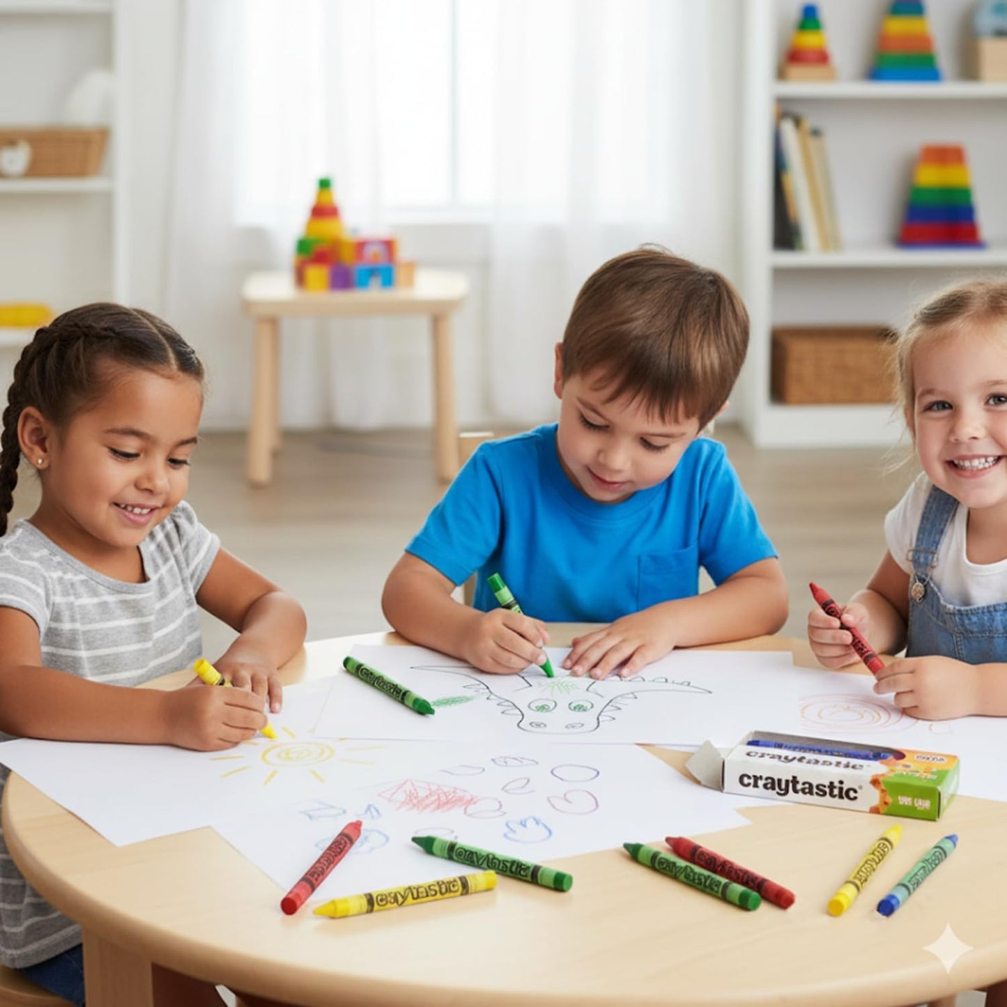 Craytastic! 300 Premium Crayons — 75 Sets of 4, Cellophane Wrapped, Non-Toxic
