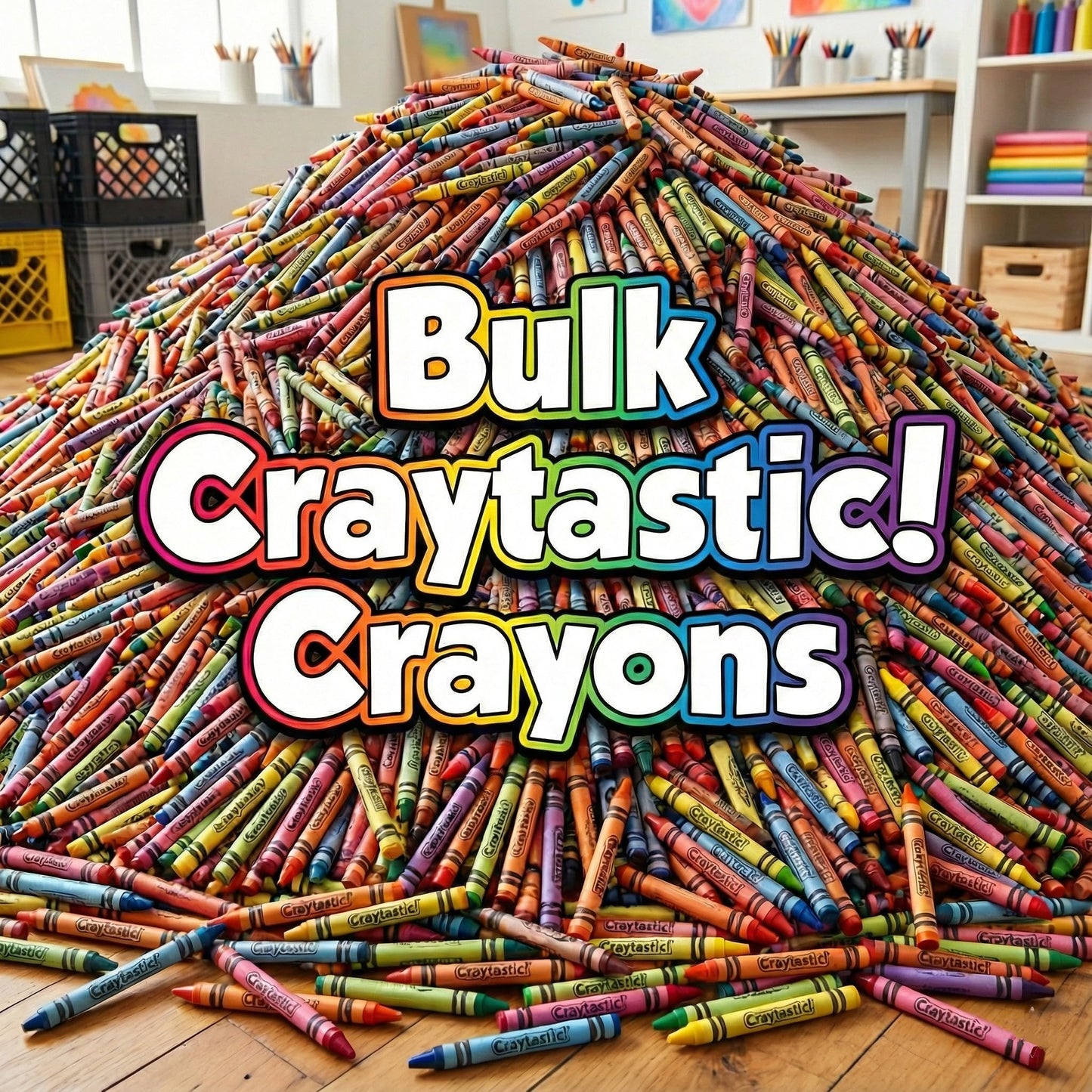 Craytastic! 300 Premium Crayons — 75 Sets of 4, Cellophane Wrapped, Non-Toxic