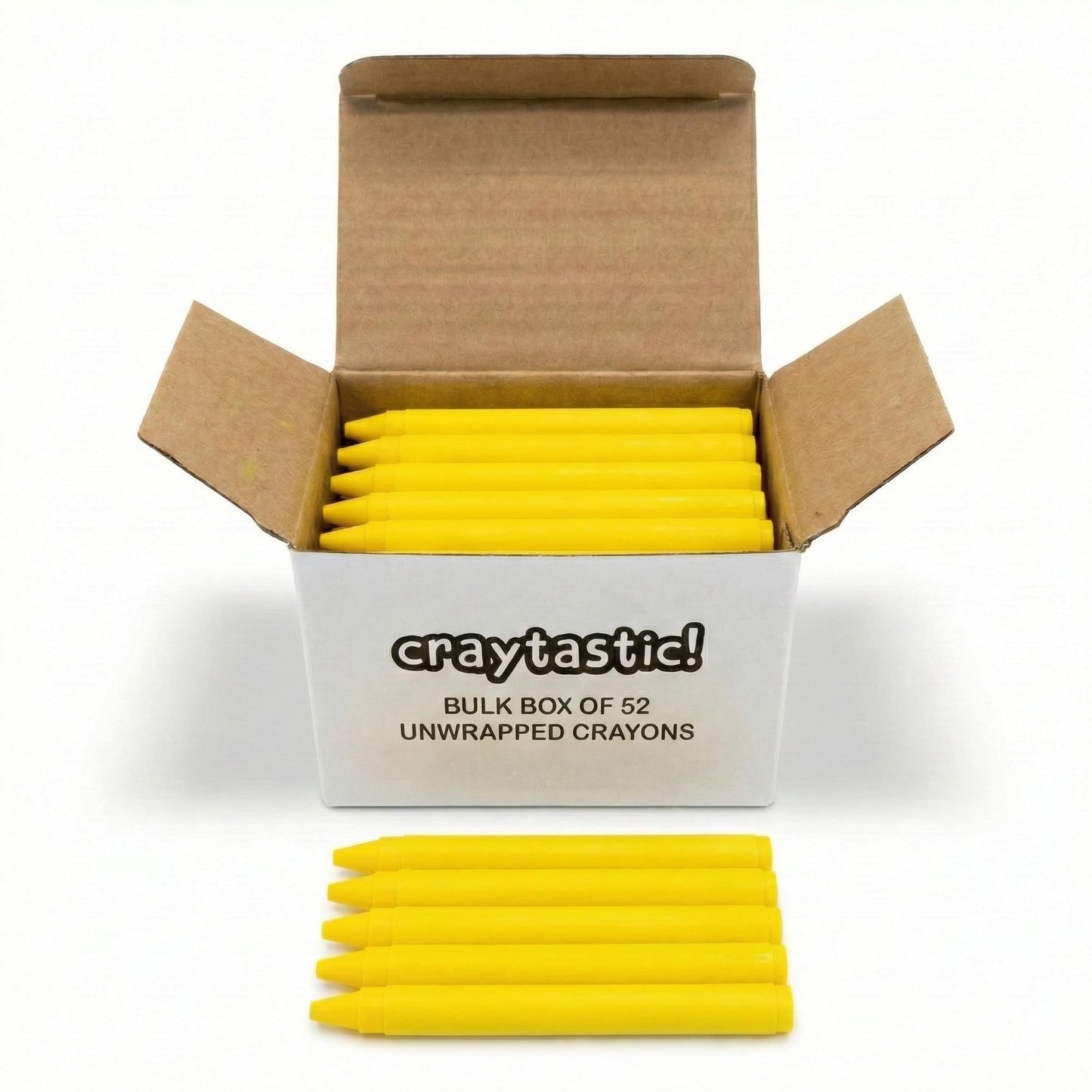 Craytastic! Bulk 52 Yellow Unwrapped Crayons – Paperless, Safe for Kids (ASTM D-4236)