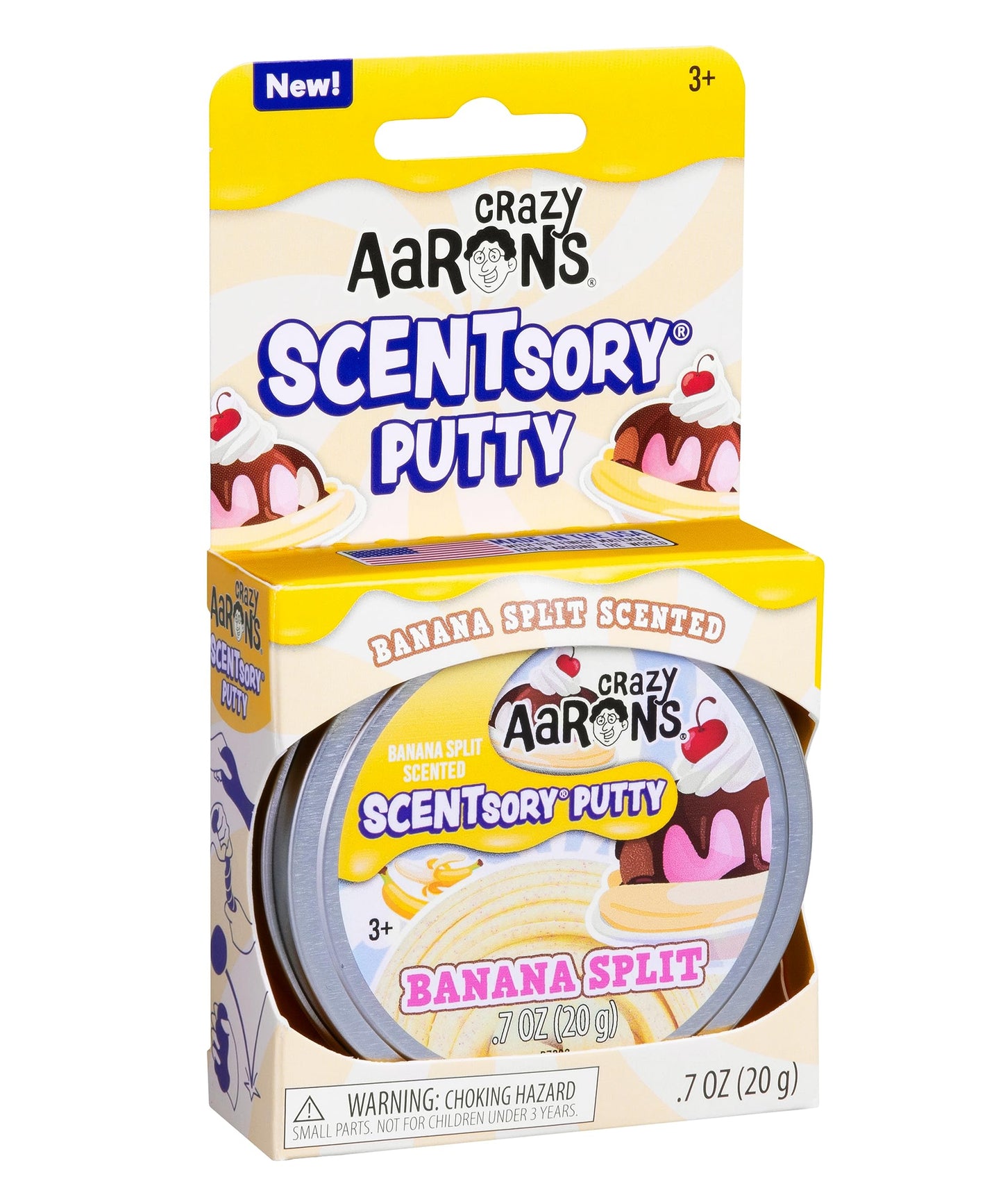 Crazy Aaron's Thinking Putty Banana Split – Scented Sensory Putty, Never Dries Out, Made in USA