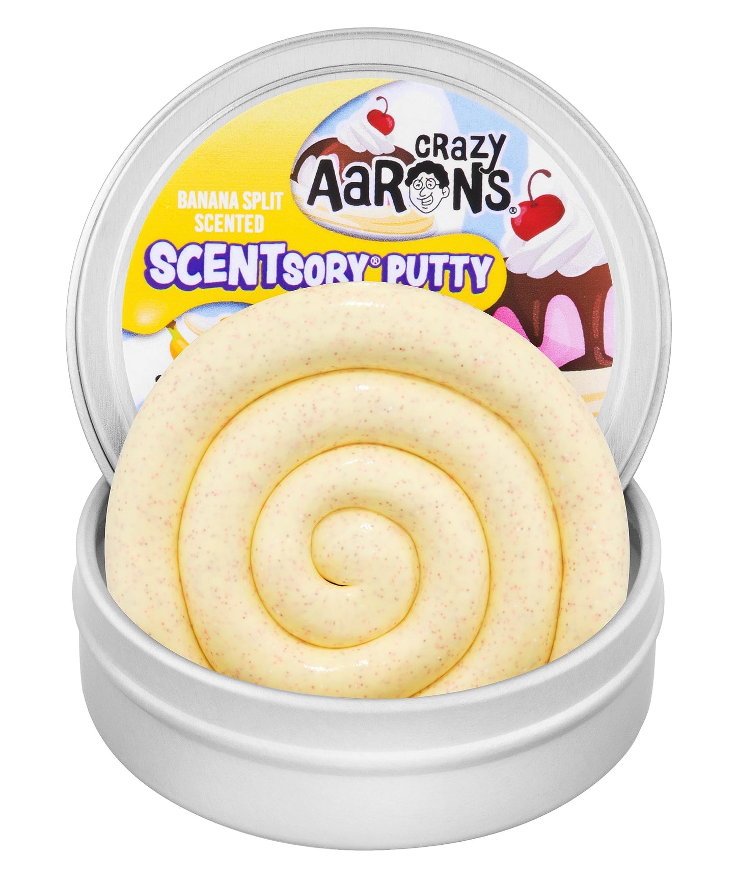 Crazy Aaron's Thinking Putty Banana Split – Scented Sensory Putty, Never Dries Out, Made in USA