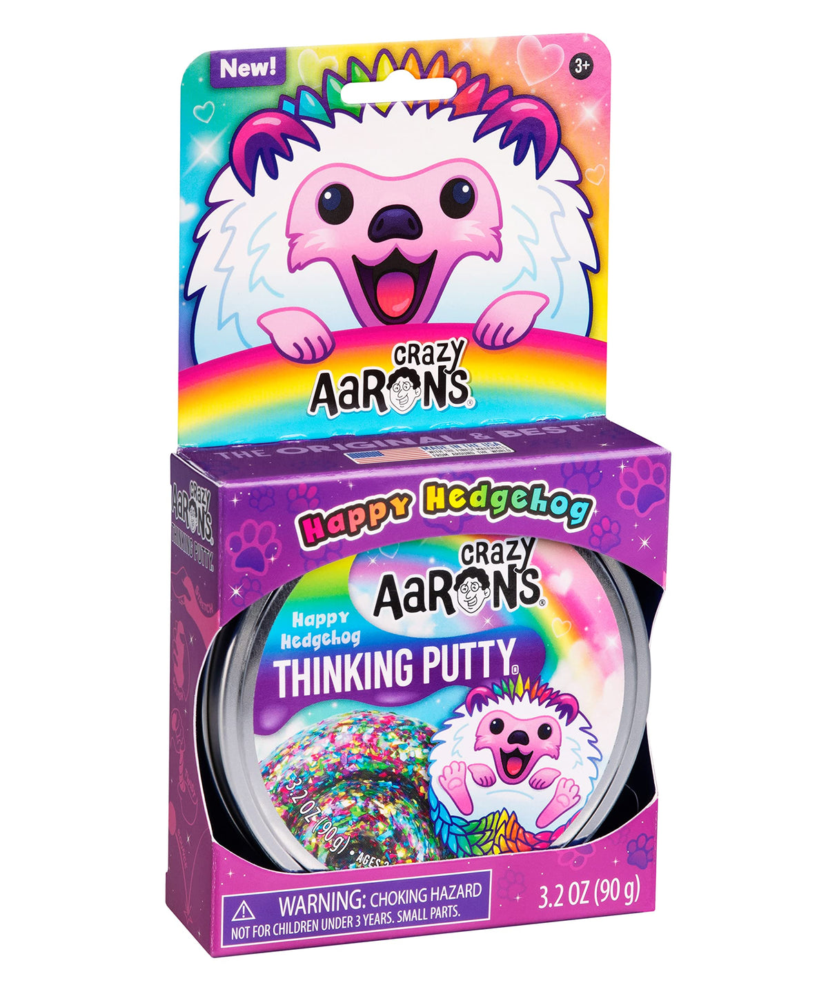 Crazy Aaron's Thinking Putty Happy Hedgehog – Multi-Color Sensory Putty (4in Tin) – USA Made