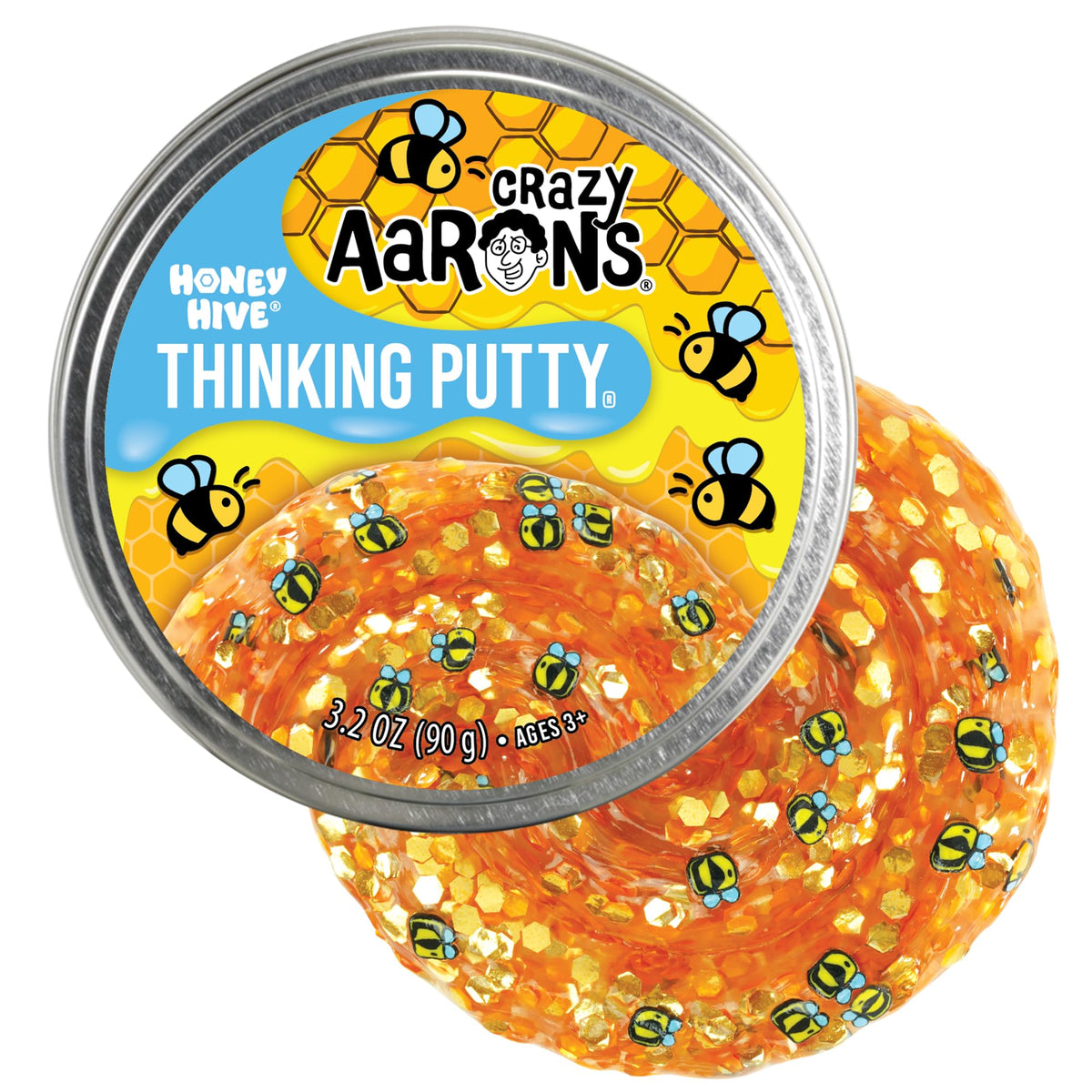 Crazy Aaron's Thinking Putty Honey Hive – Clear Sensory Putty in a 4-Inch Tin | Made in USA