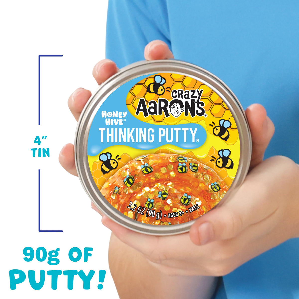 Crazy Aaron's Thinking Putty Honey Hive – Clear Sensory Putty in a 4-Inch Tin | Made in USA