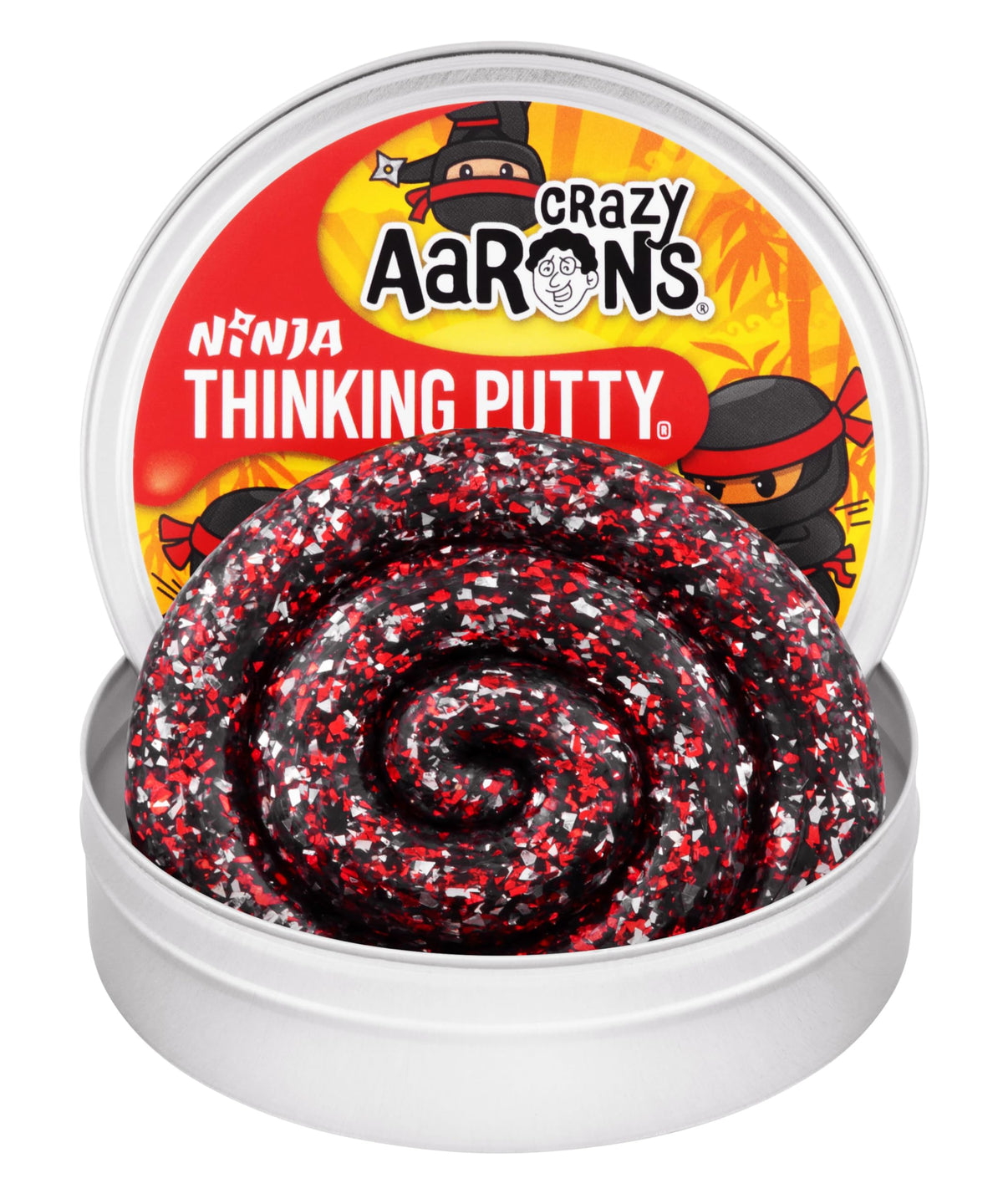 Crazy Aaron's Thinking Putty Ninja - Black Glitter Putty in 4-Inch Tin | Made in USA