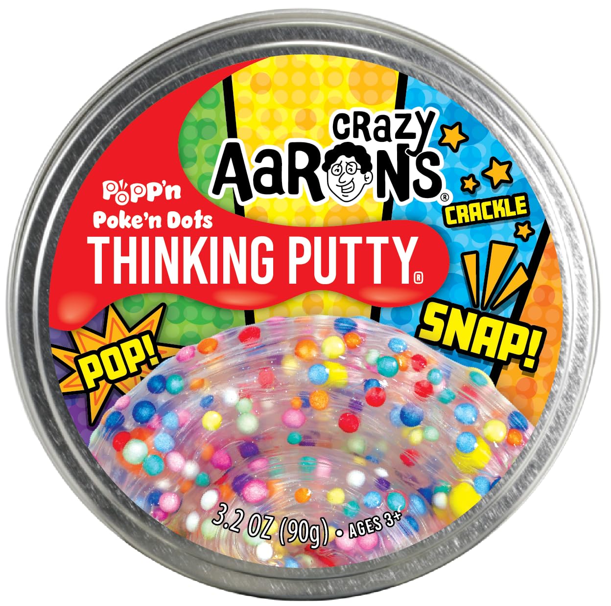 Crazy Aaron's Thinking Putty Poke'N Dots Popp’n – Multi-Color Sensory Putty in Tin