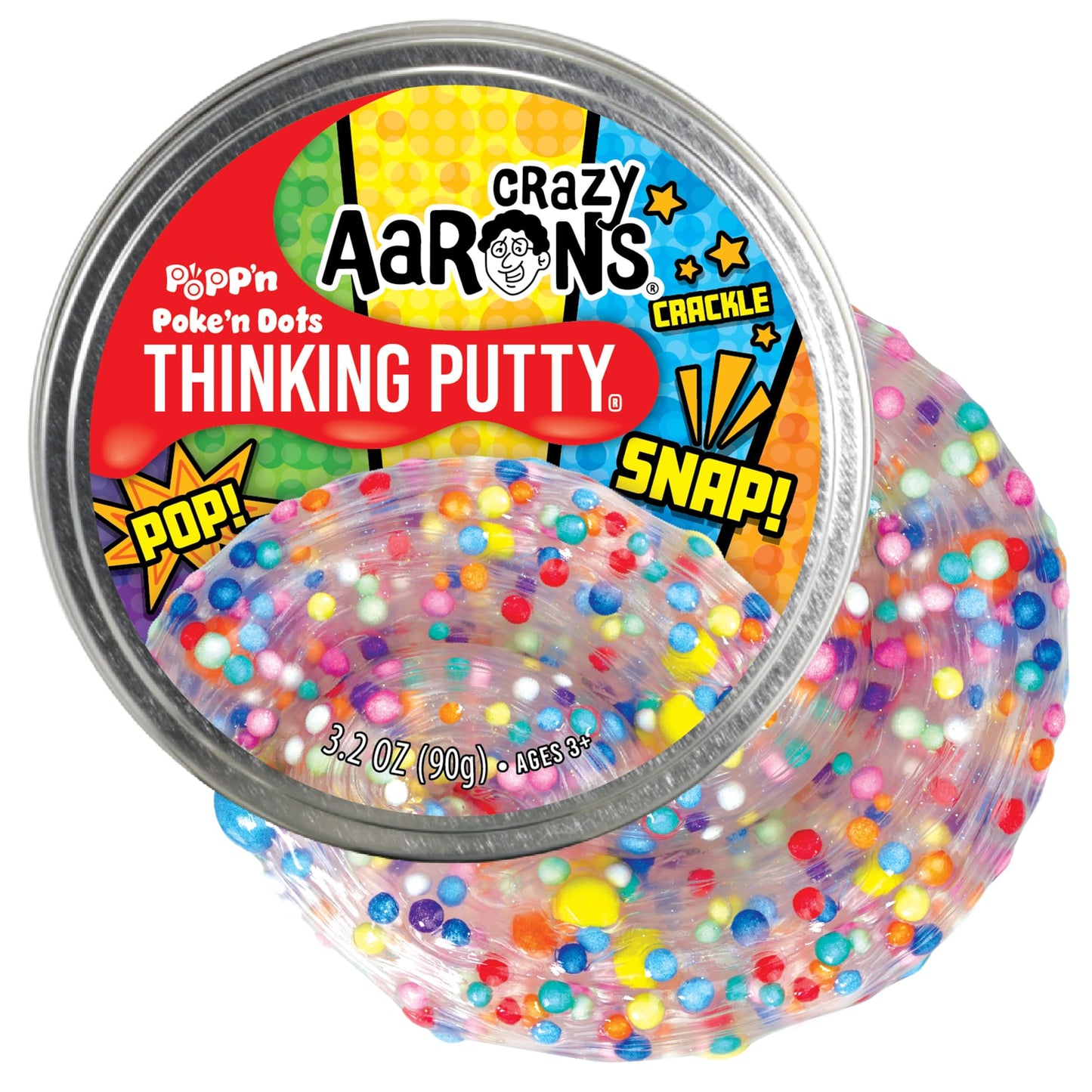 Crazy Aaron's Thinking Putty Poke'N Dots Popp’n – Multi-Color Sensory Putty in Tin
