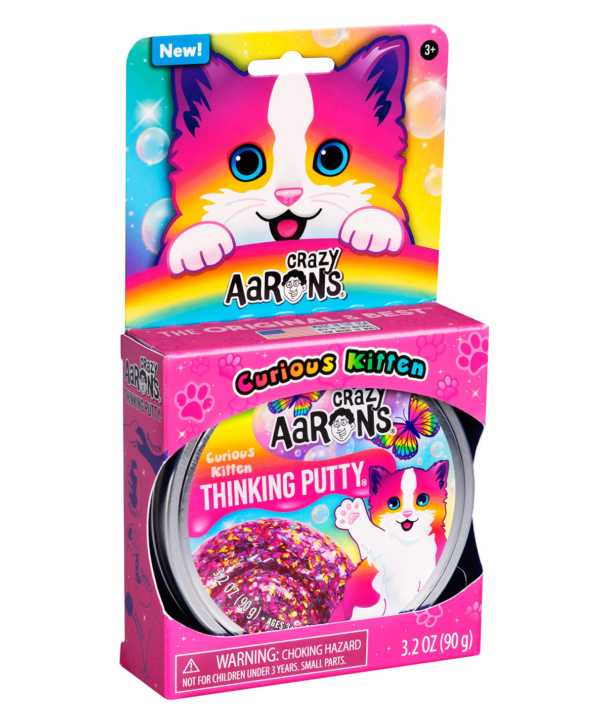 Crazy Aaron's Thinking Putty Curious Kitten – Multi-Color Sensory Putty in a 4-inch Tin