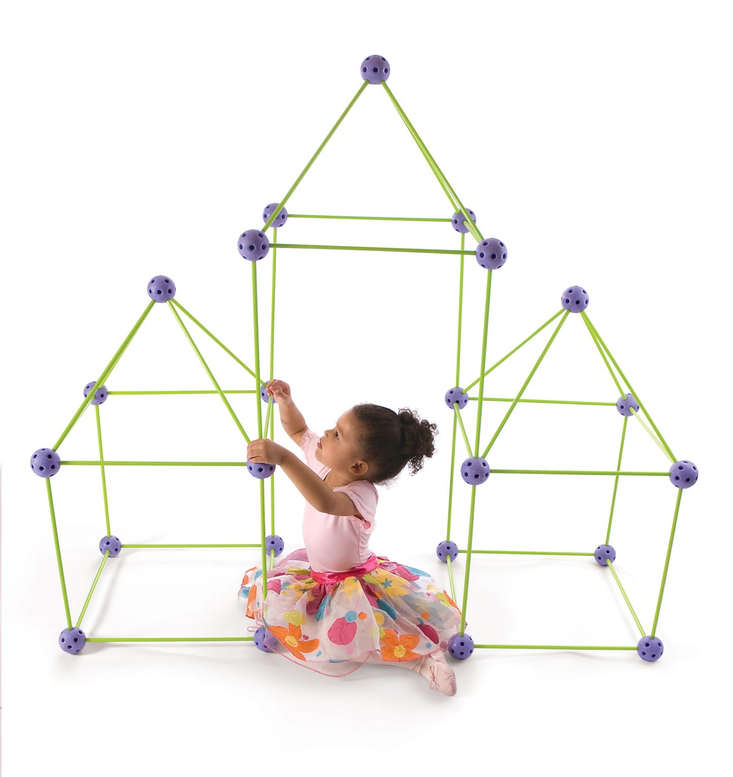 Crazy Forts 69-Piece Buildable Play Fort Set — Indoor/Outdoor DIY STEAM Toy (Purple)