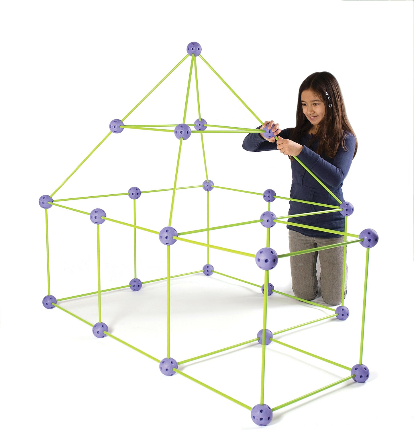 Crazy Forts 69-Piece Buildable Play Fort Set — Indoor/Outdoor DIY STEAM Toy (Purple)
