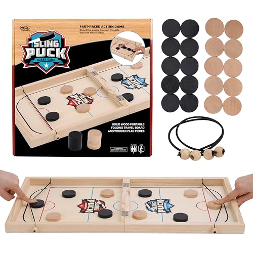 Crazy Games Fast Sling Puck Game 24-Inch – Large 2-Player Table Hockey